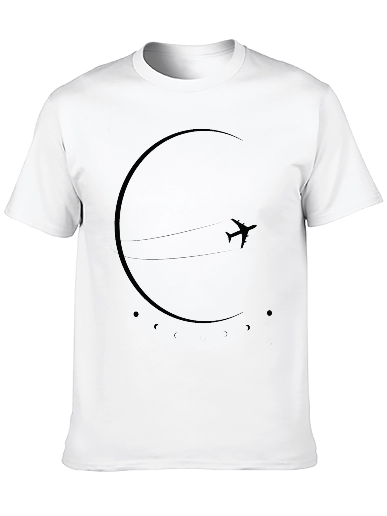 Minimalist Airplane in Space Black T-Shirt