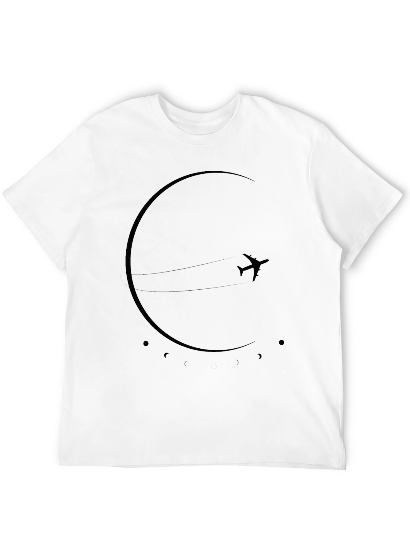 Minimalist Airplane in Space Black T-Shirt