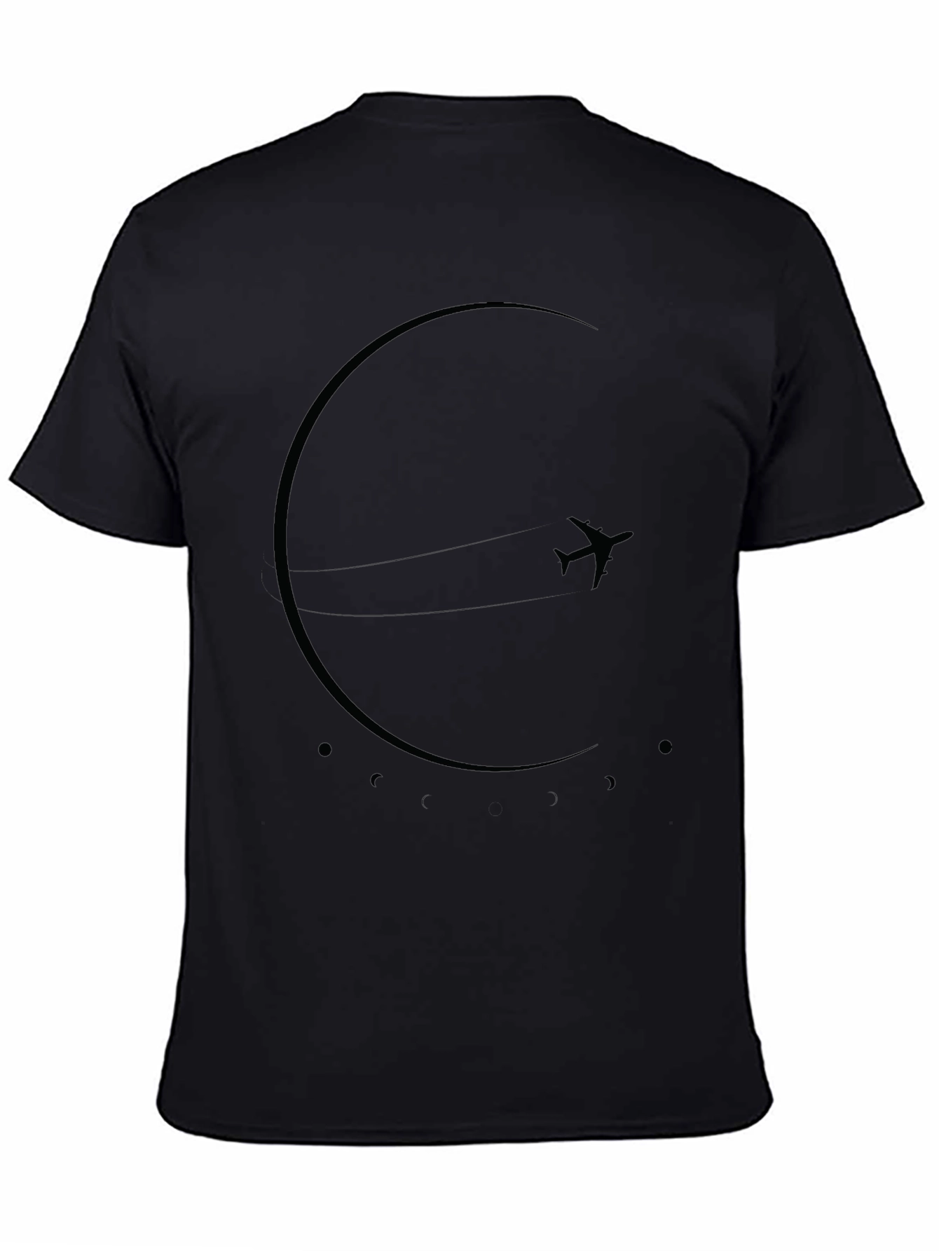 Minimalist Airplane in Space Black T-Shirt