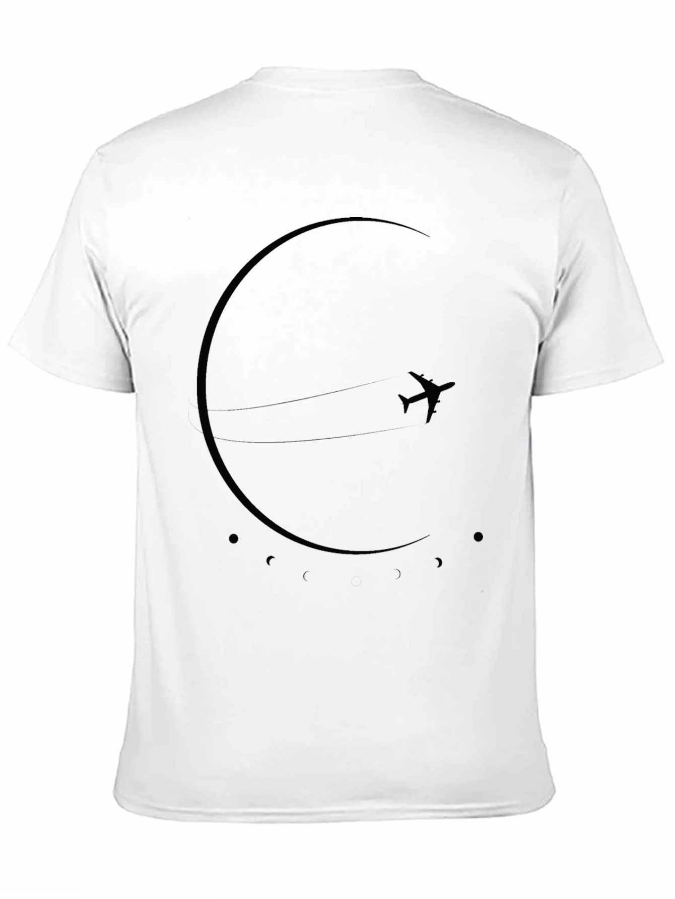 Minimalist Airplane in Space Black T-Shirt