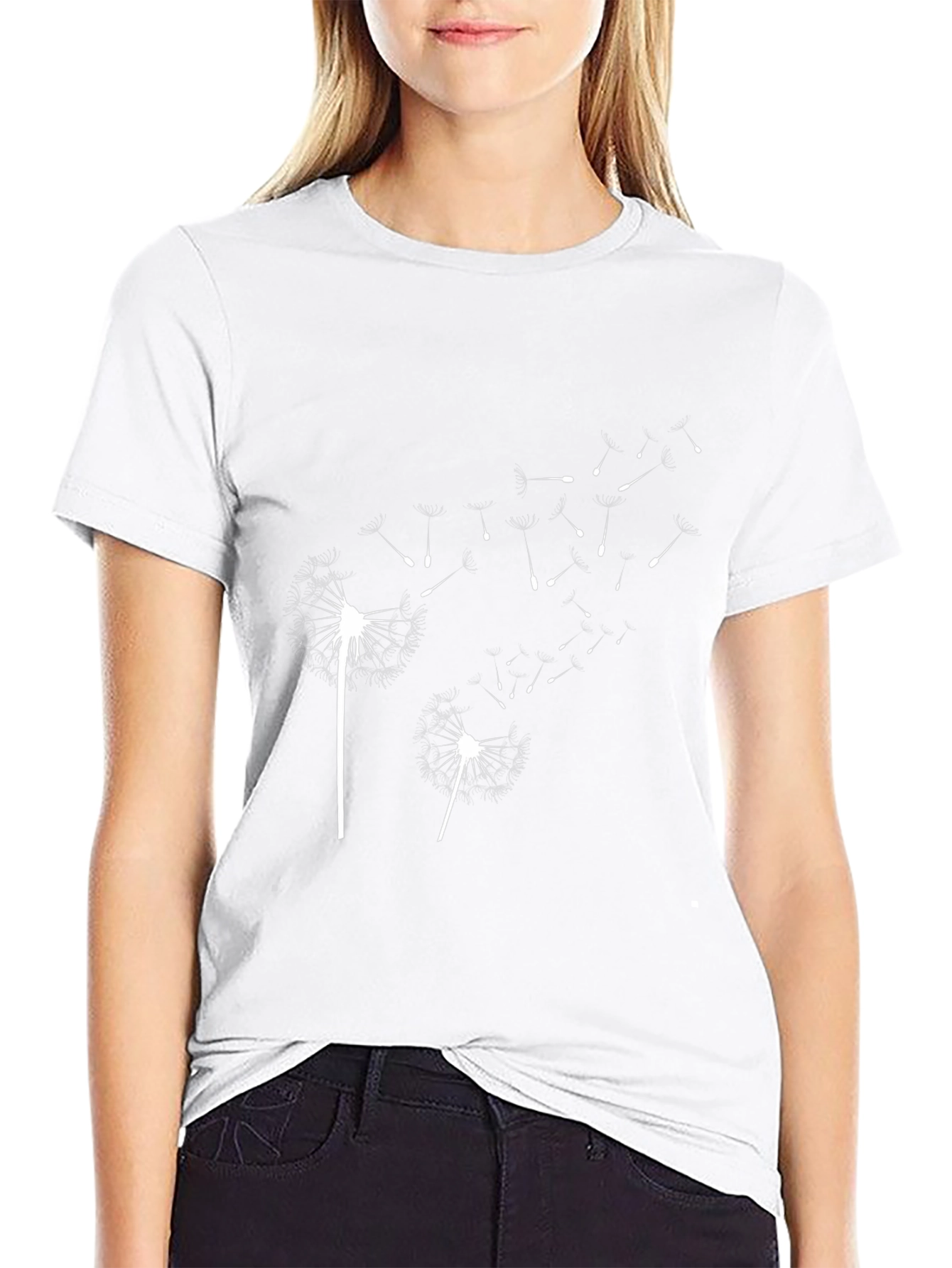 Dandelion Print Black T-Shirt