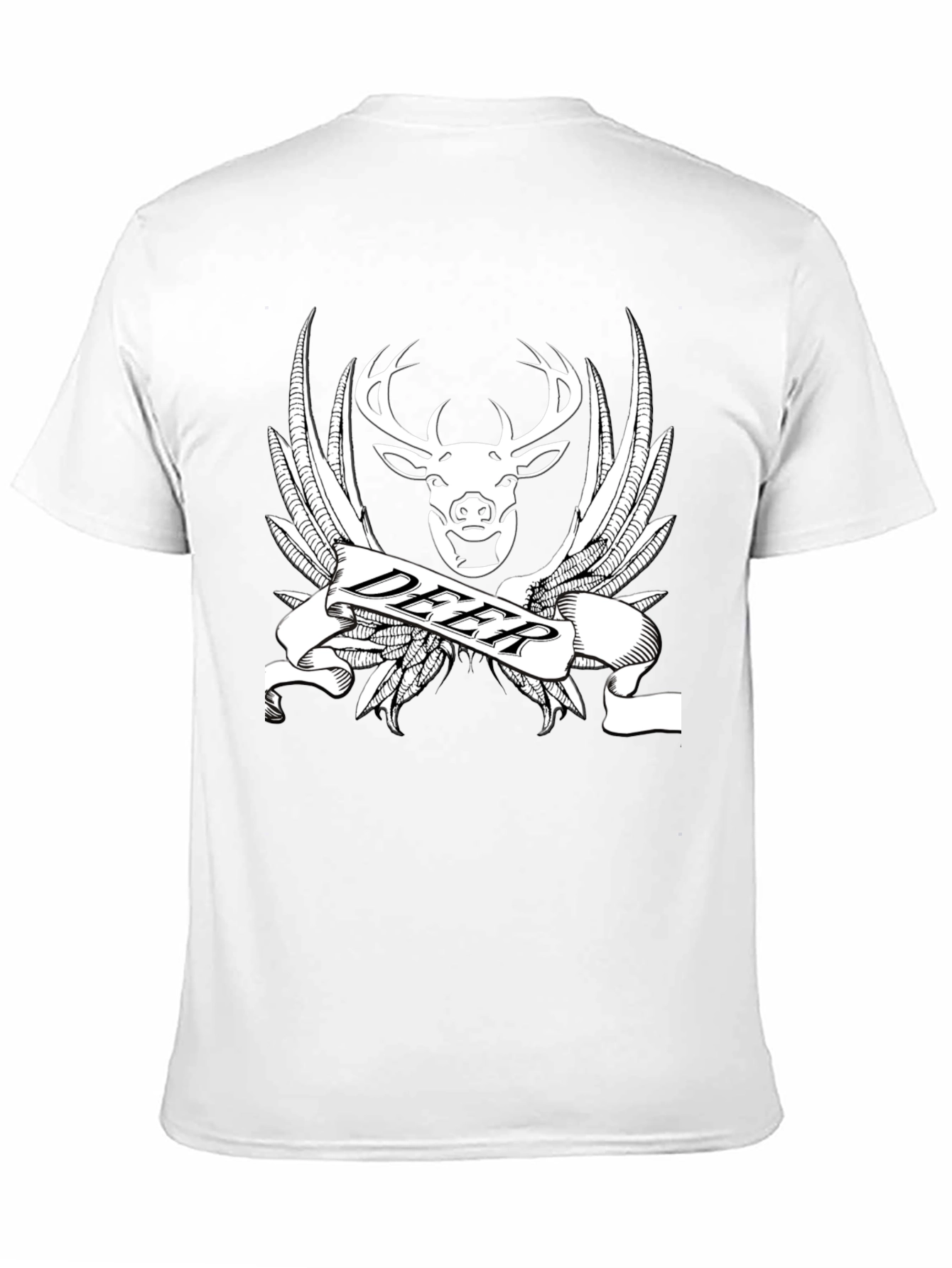 Deer Emblem T-Shirt - Black Cotton Graphic Tee