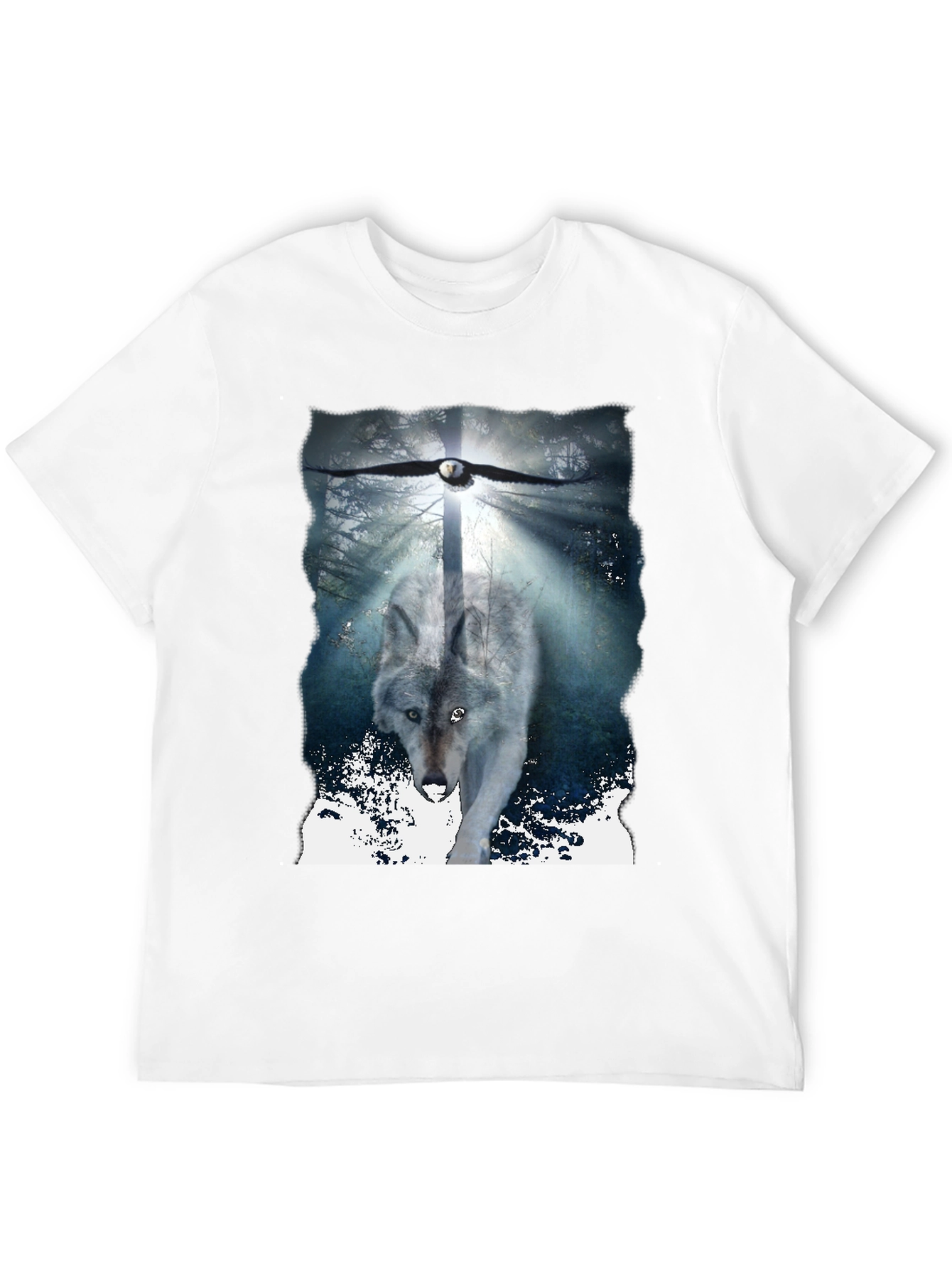 Wolf & Eagle Graphic Tee - Black Cotton Blend