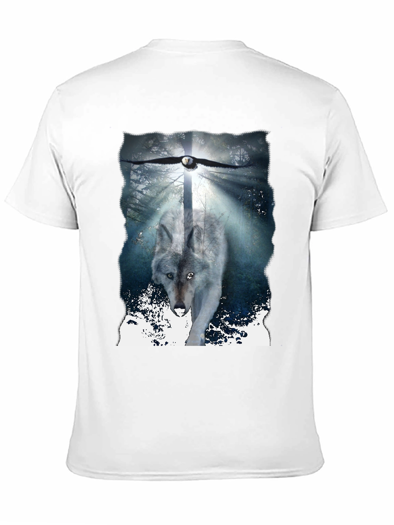 Wolf & Eagle Graphic Tee - Black Cotton Blend