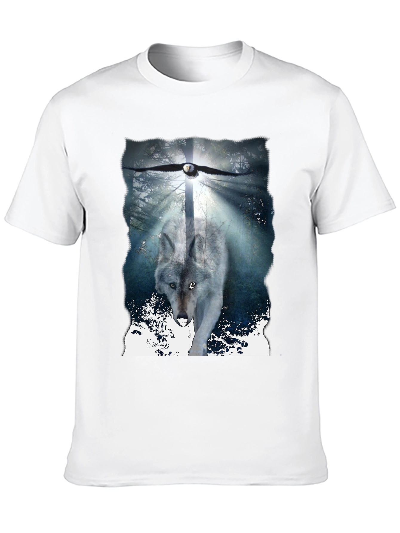 Wolf & Eagle Graphic Tee - Black Cotton Blend