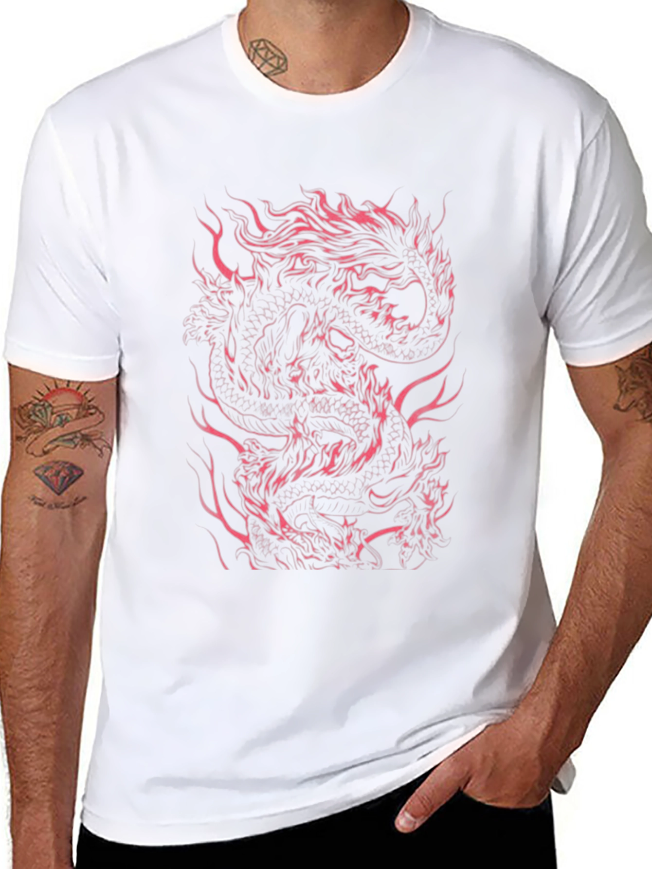 Dragon Fire Graphic Tee - Mens Black T-Shirt