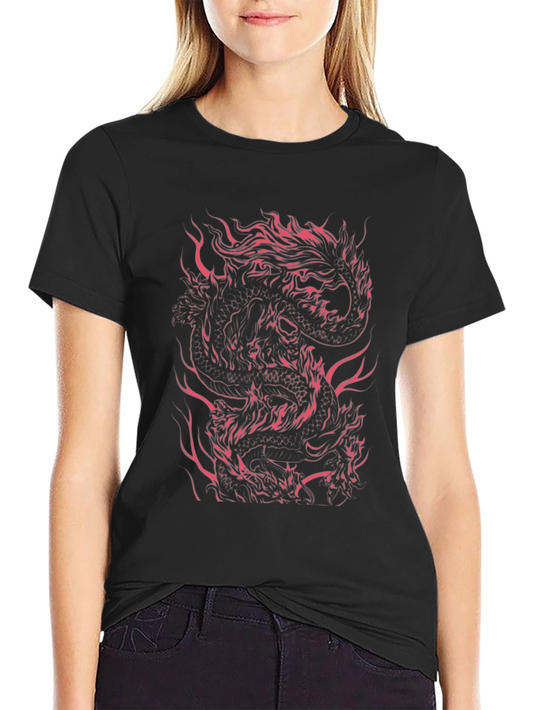 Dragon Fire Graphic Tee - Mens Black T-Shirt