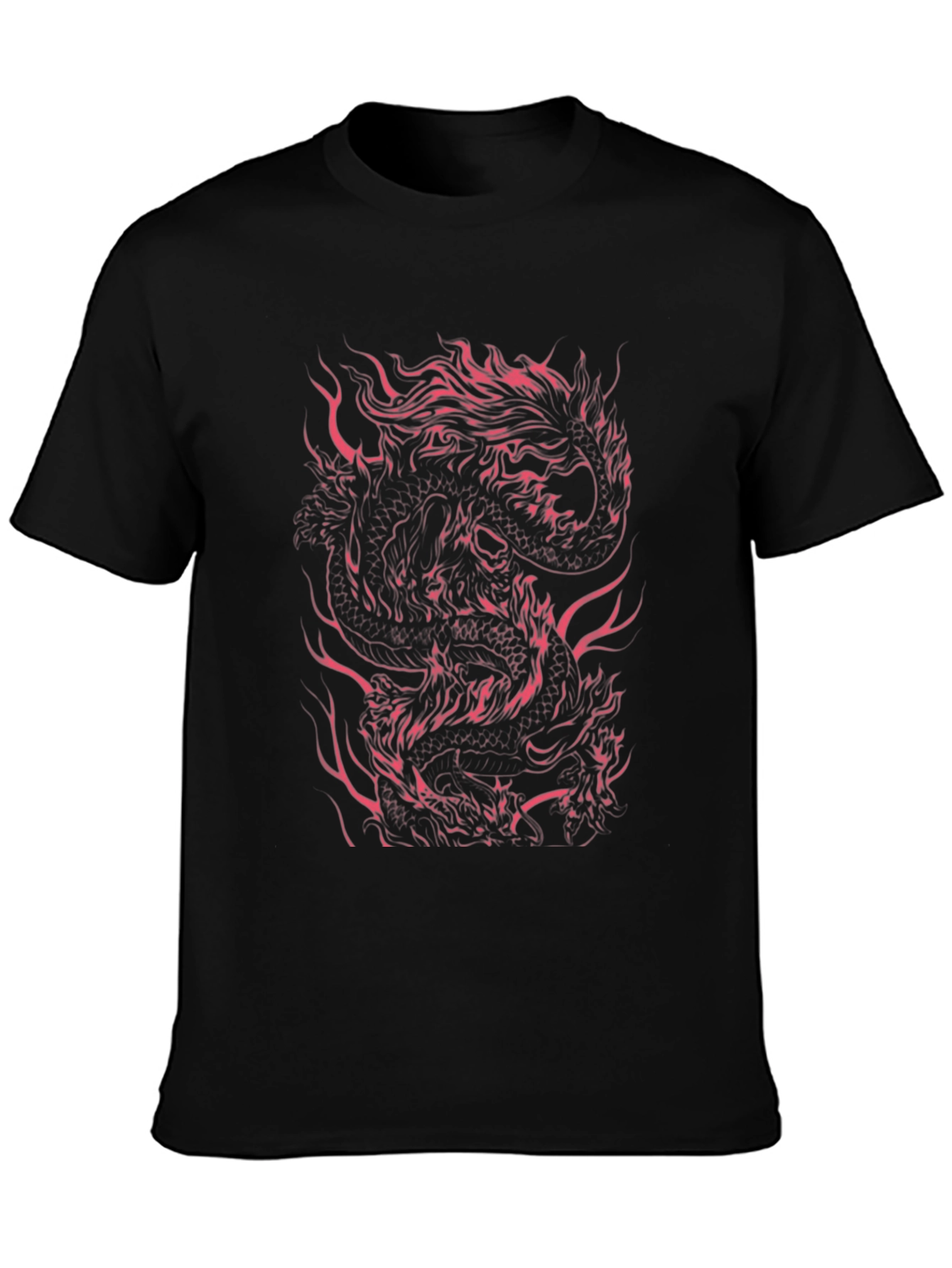 Dragon Fire Graphic Tee - Mens Black T-Shirt