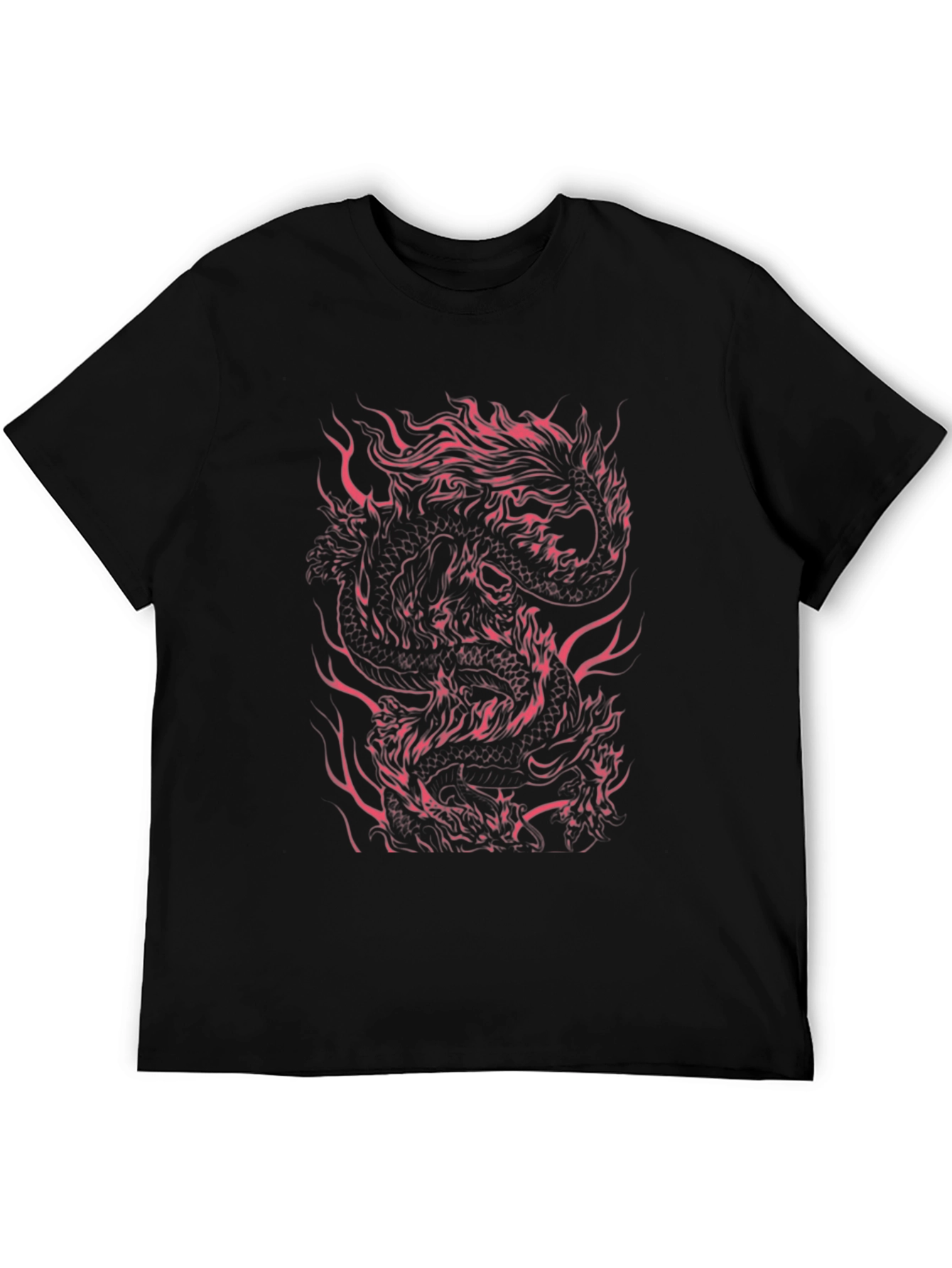 Dragon Fire Graphic Tee - Mens Black T-Shirt