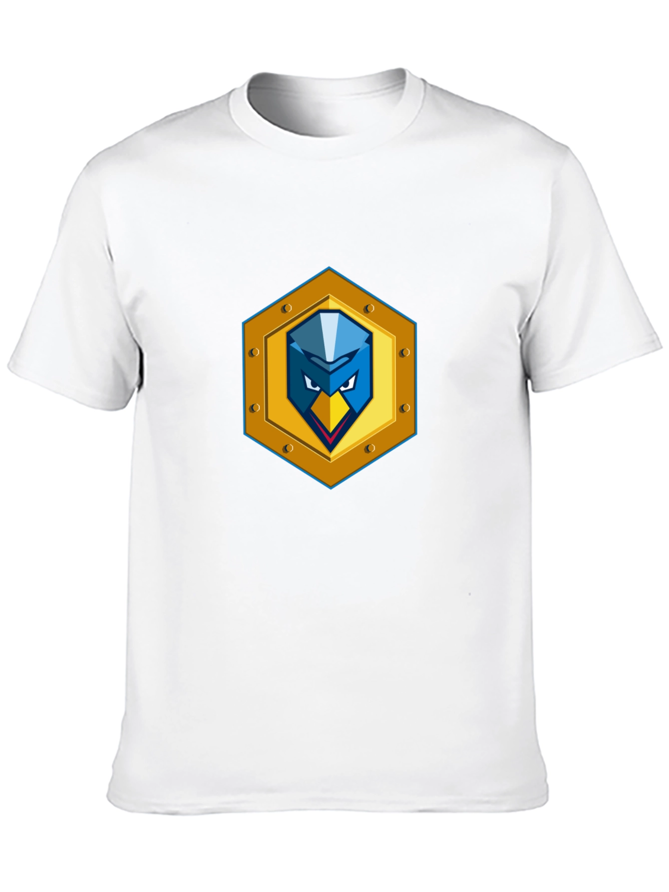 Black T-Shirt with Unique Bird Shield Emblem