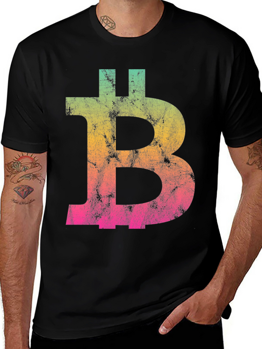 Bitcoin Gradient Graphic Tee - Black Crypto Shirt