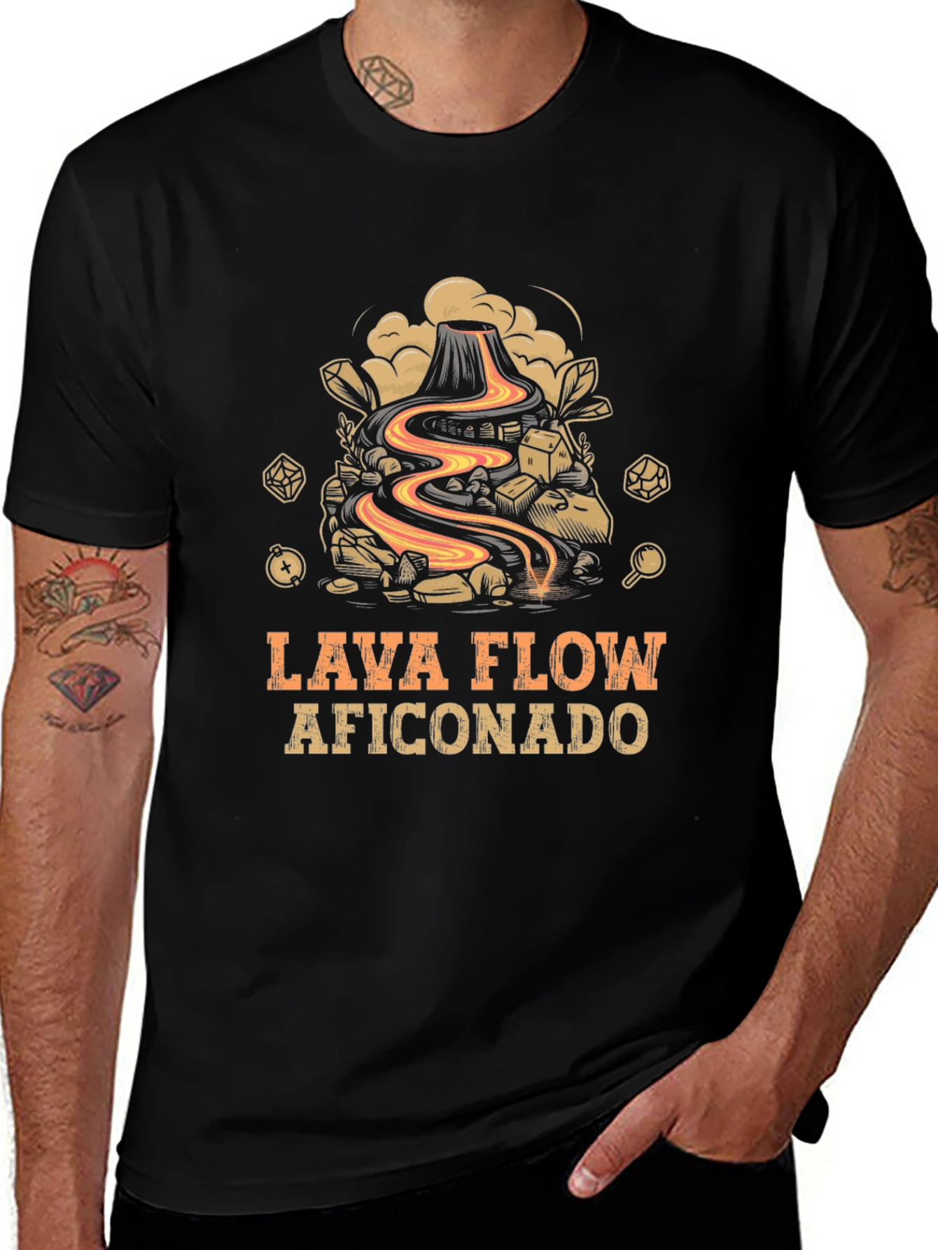 Lava Flow Aficionado Graphic Tee - Volcano Design