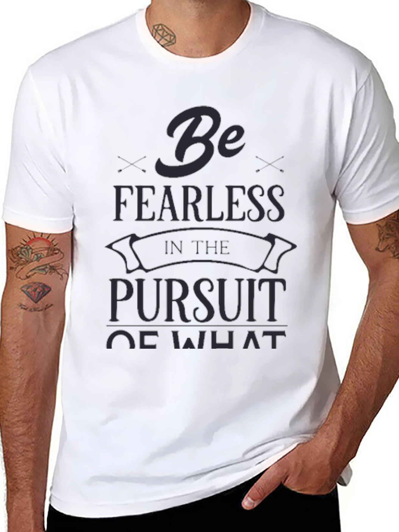 Be Fearless Graphic Tee - Black Crew Neck T-Shirt