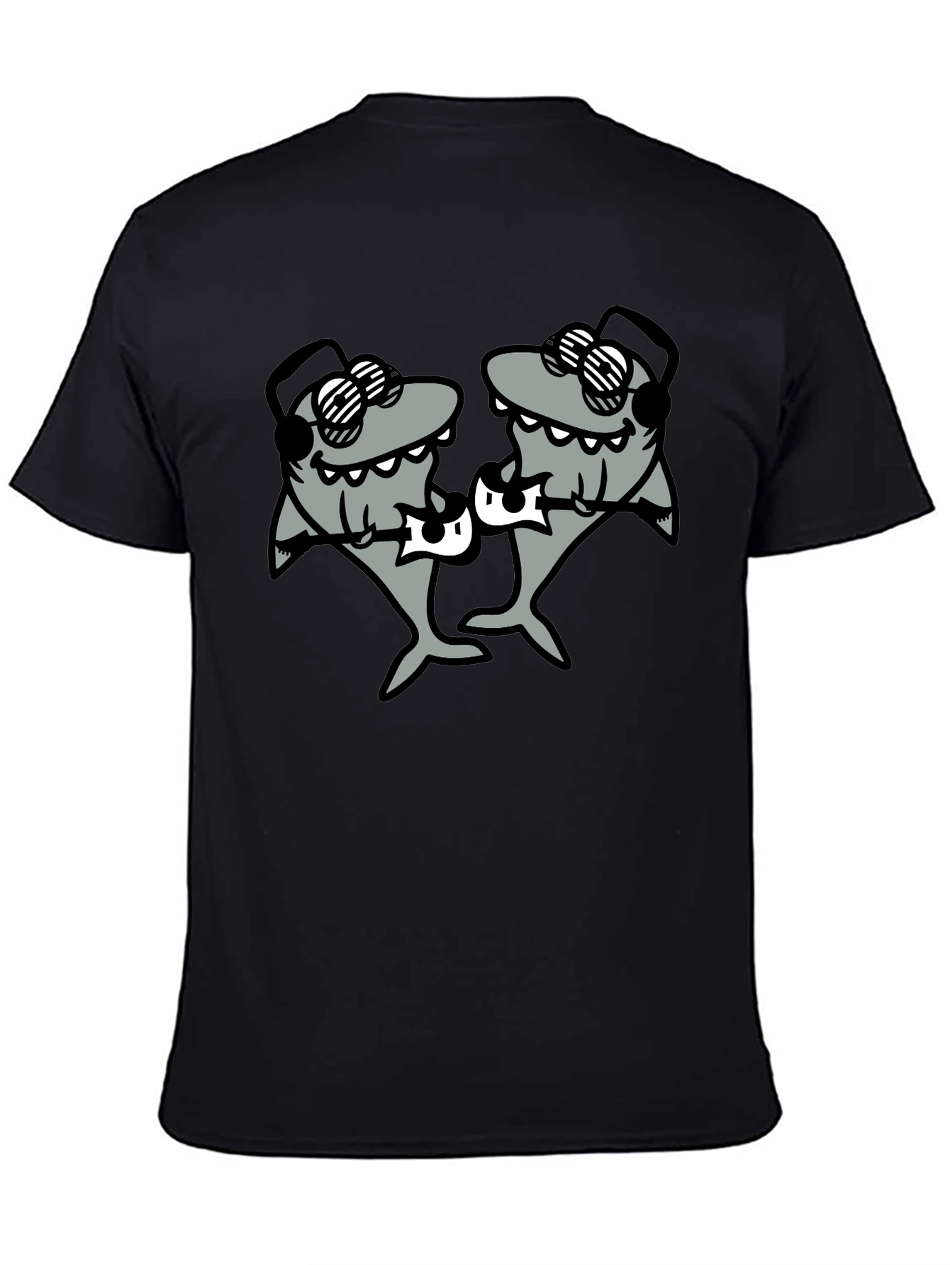 DJ Sharks Graphic T-Shirt - Black Cotton Tee