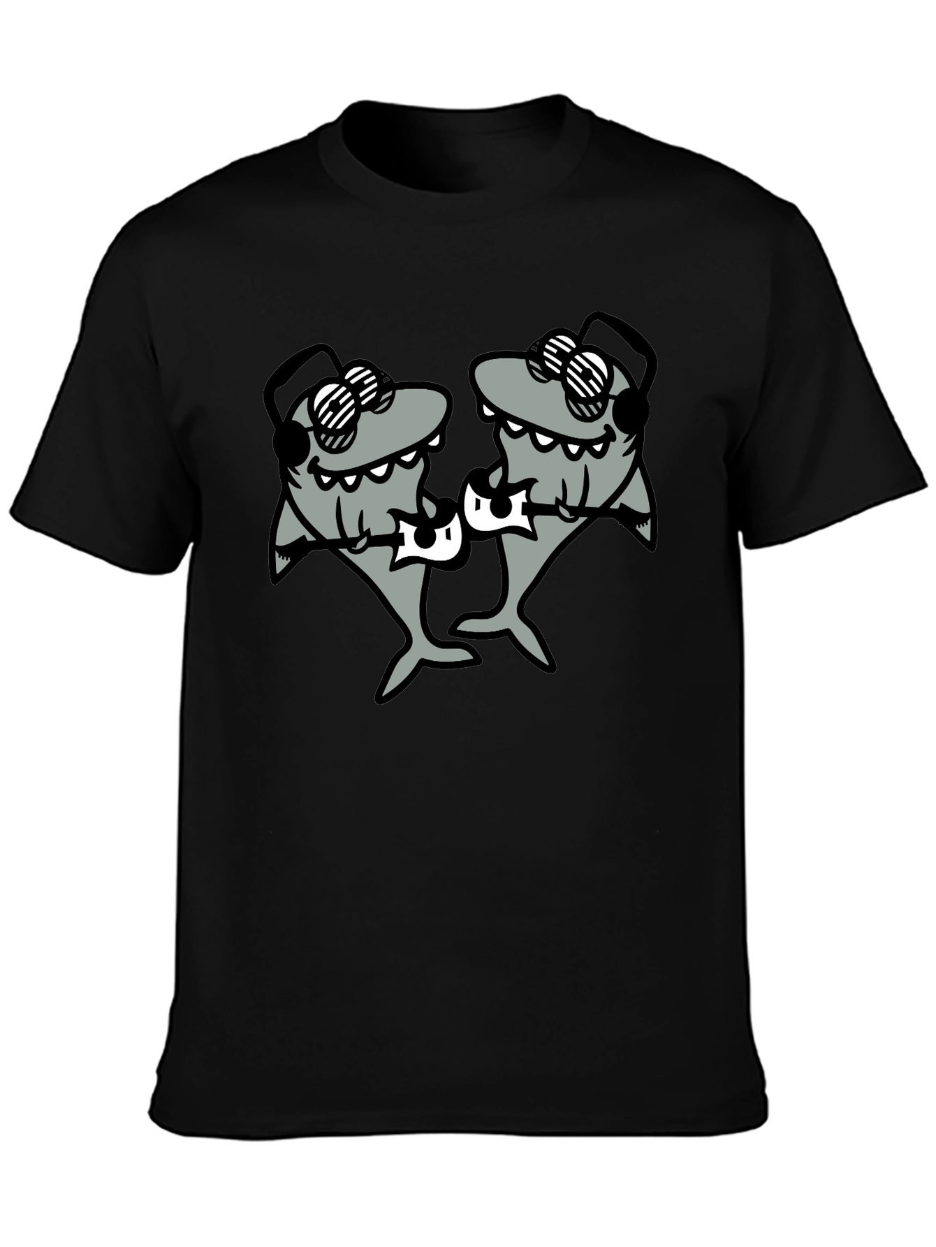 DJ Sharks Graphic T-Shirt - Black Cotton Tee