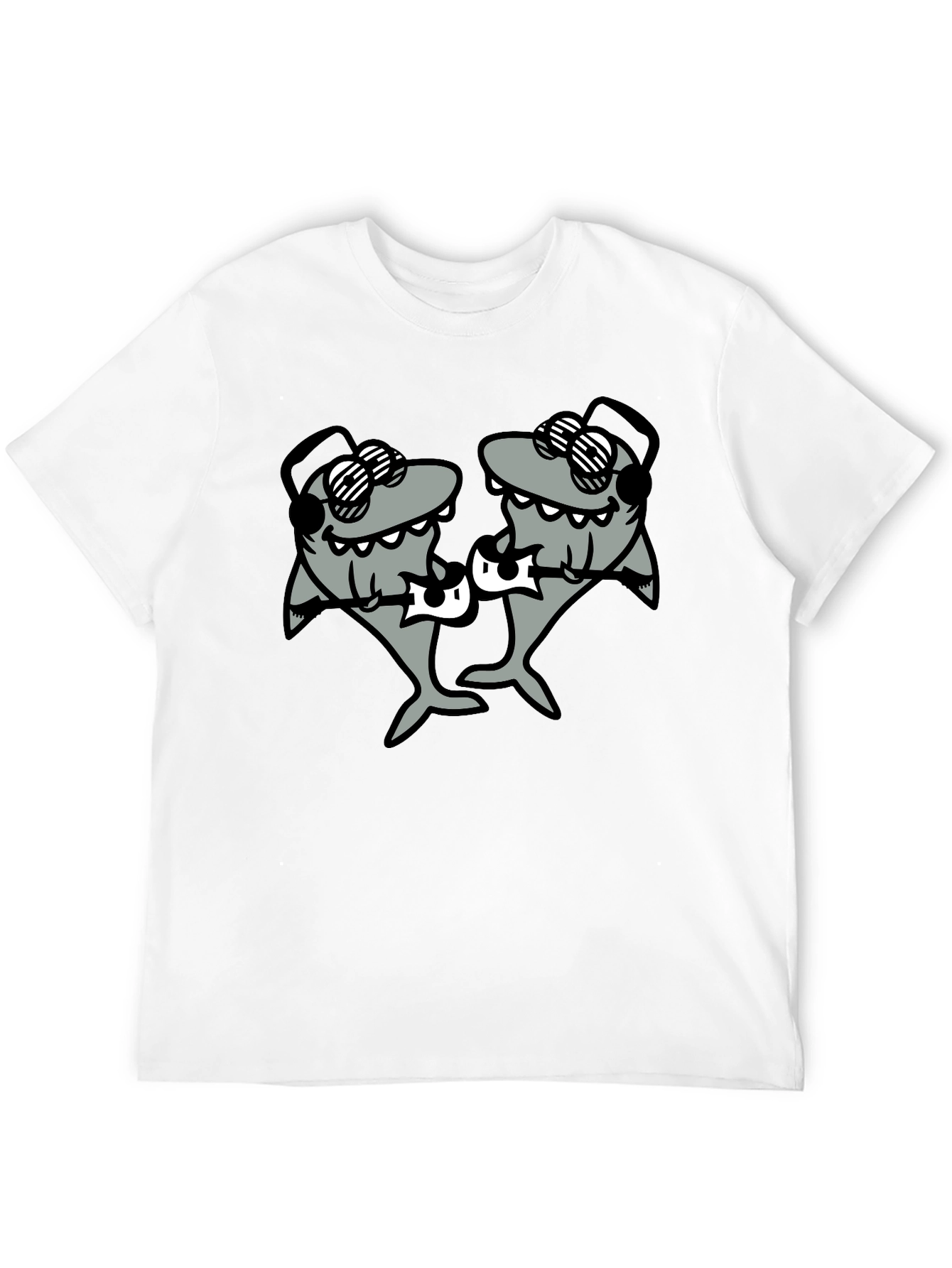 DJ Sharks Graphic T-Shirt - Black Cotton Tee