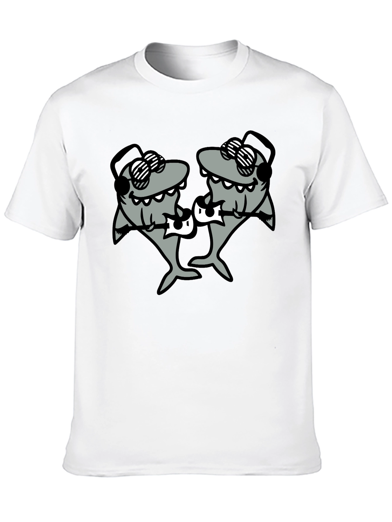 DJ Sharks Graphic T-Shirt - Black Cotton Tee