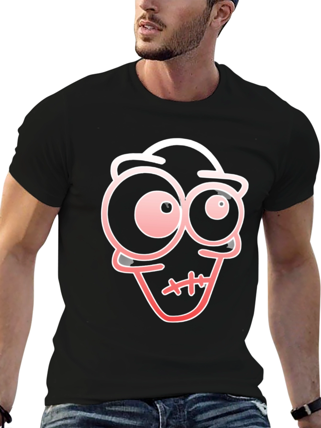 Cartoon Face Black T-Shirt