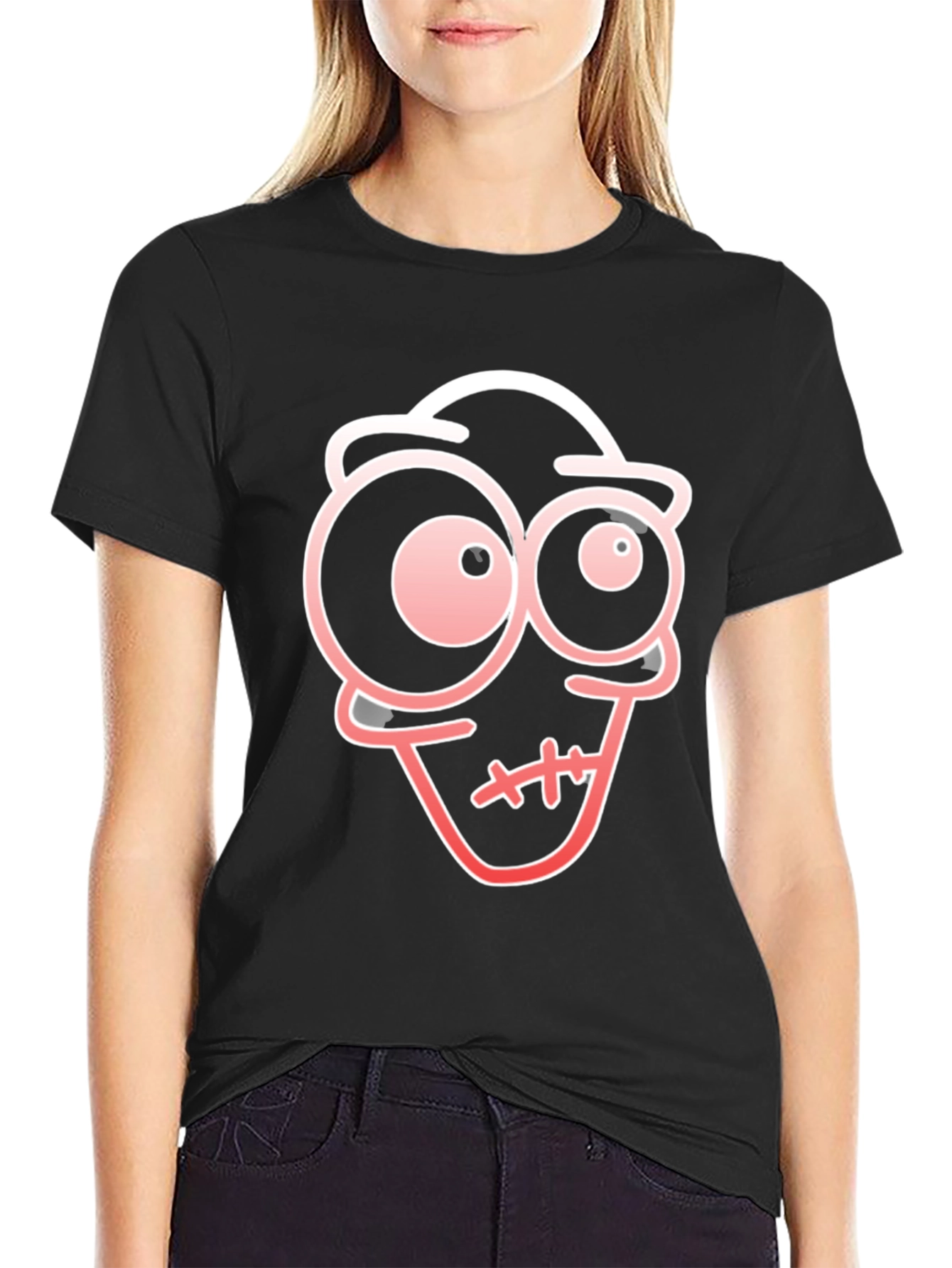 Cartoon Face Black T-Shirt