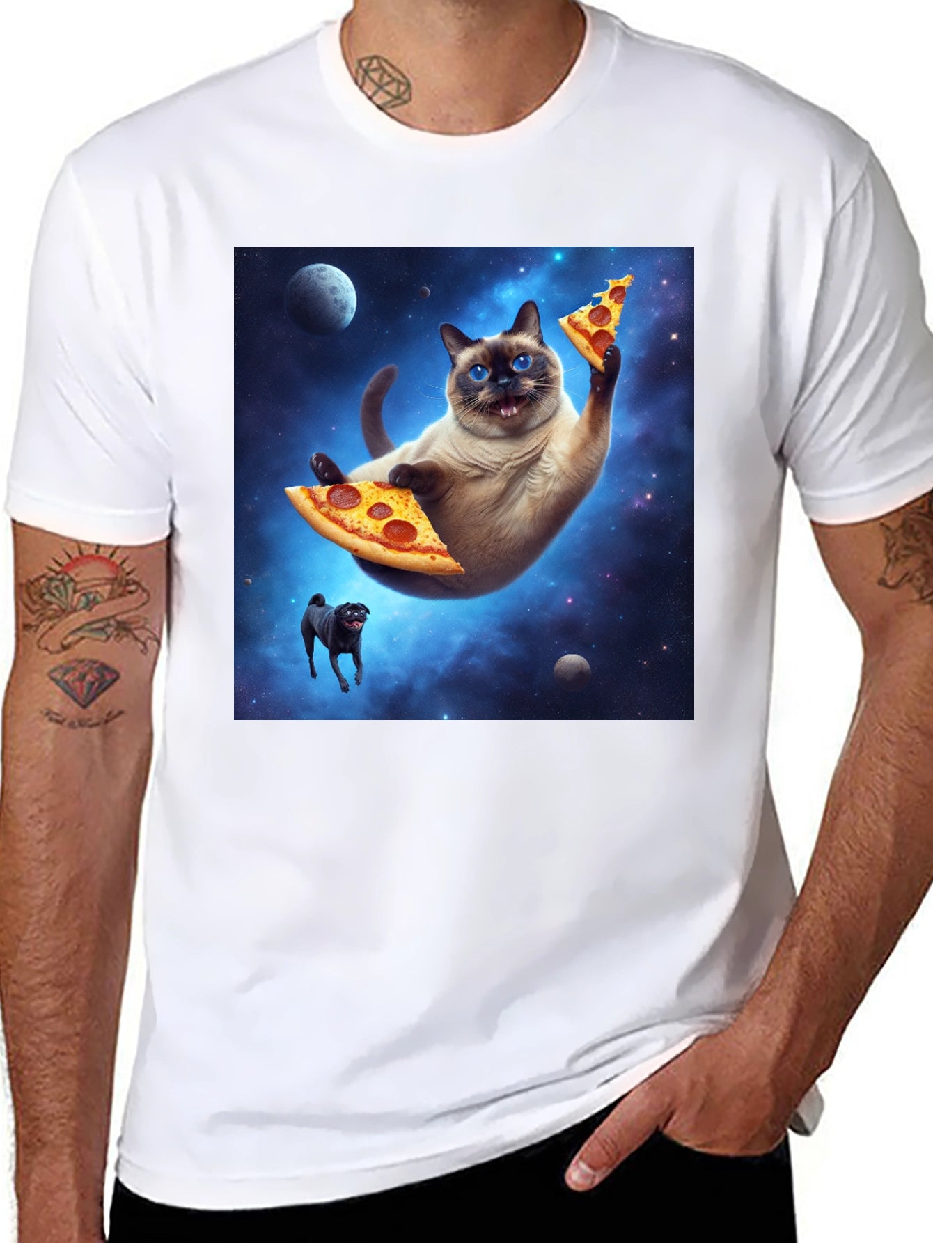 Space Cat Pizza T-Shirt