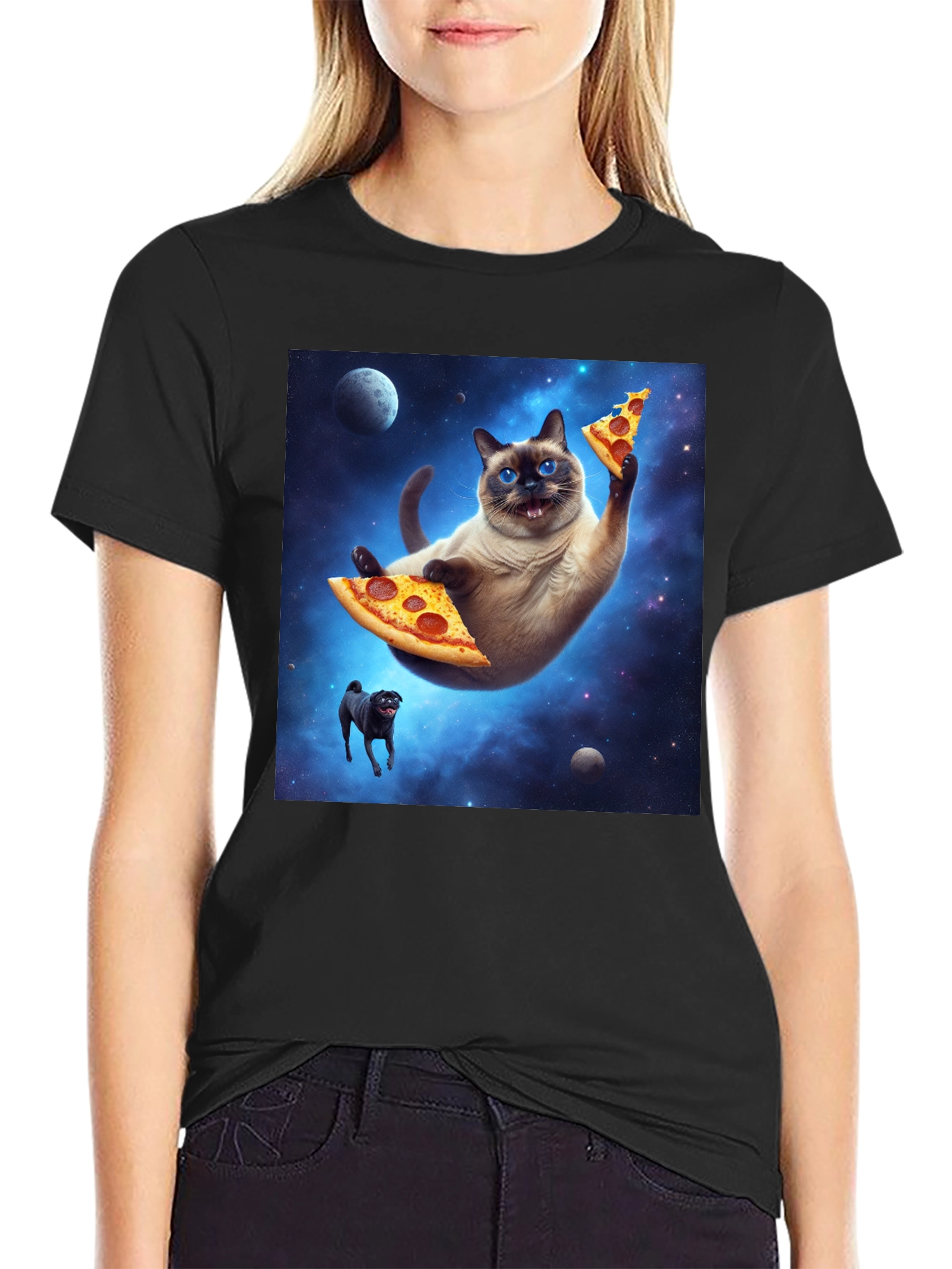 Space Cat Pizza T-Shirt