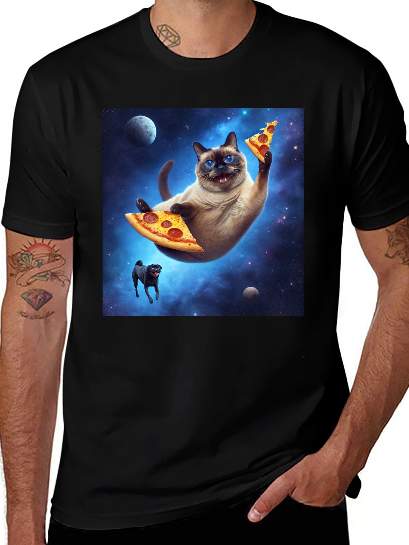 Space Cat Pizza T-Shirt