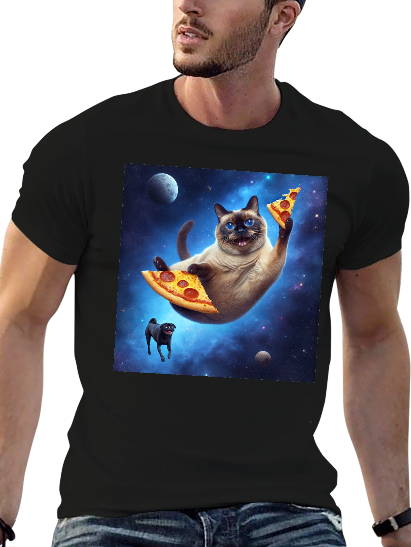 Space Cat Pizza T-Shirt