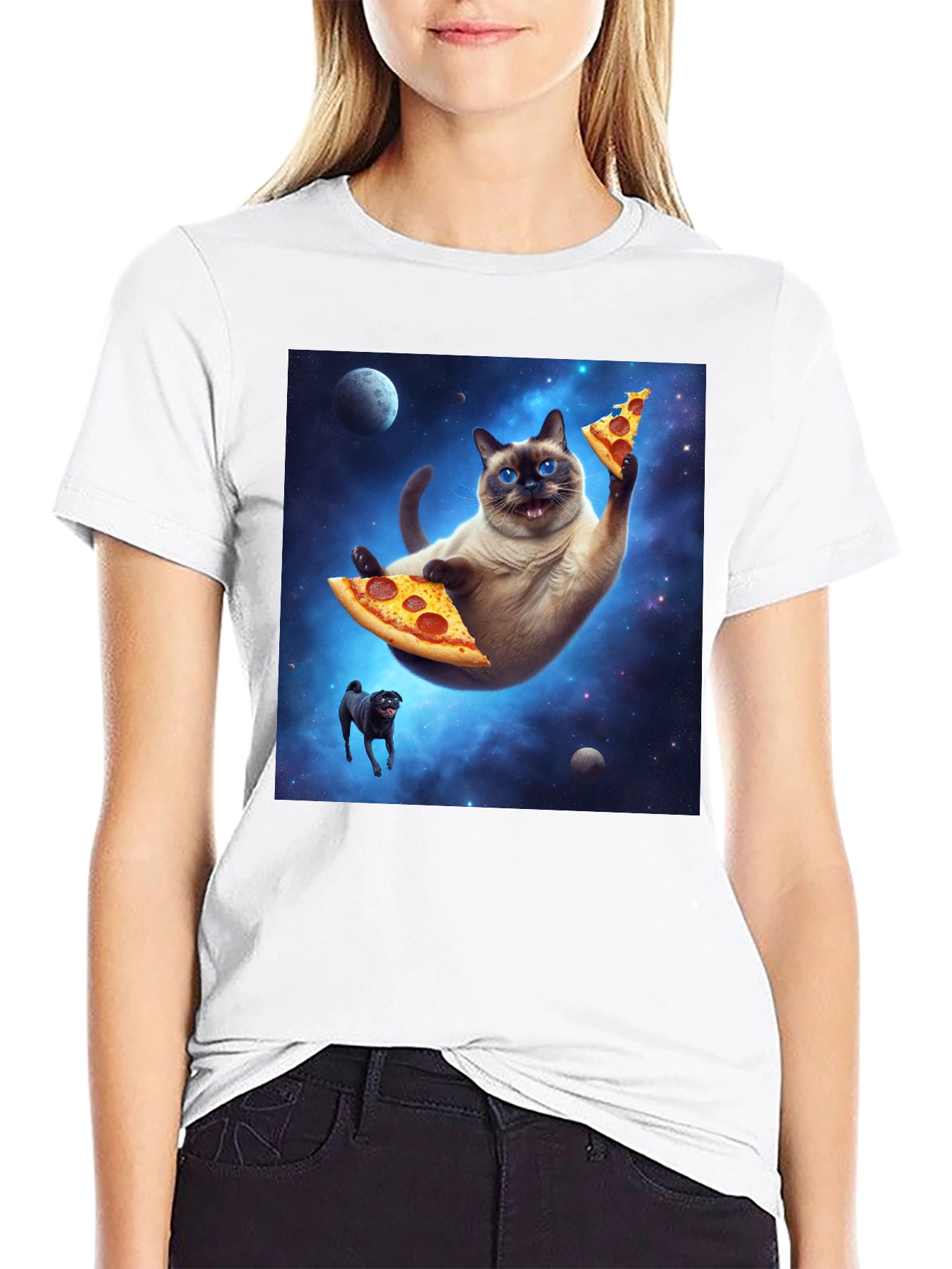 Space Cat Pizza T-Shirt