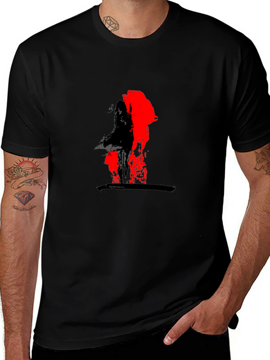 Abstract Red & Black Graphic Tee - Modern Art Shirt