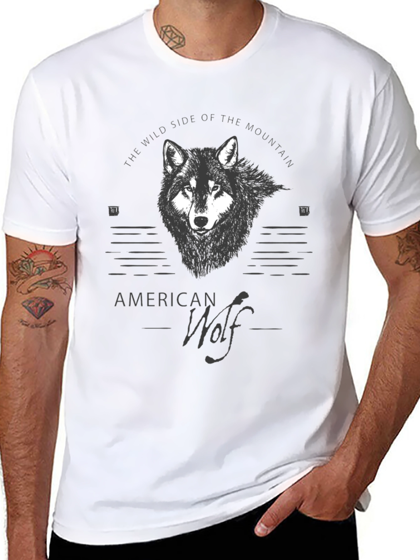 American Wolf Graphic T-Shirt - Mountain Wild Side