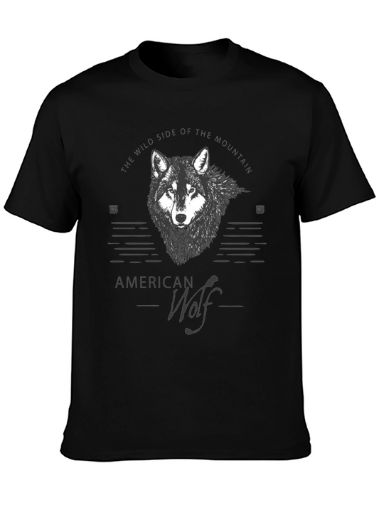 American Wolf Graphic T-Shirt - Mountain Wild Side