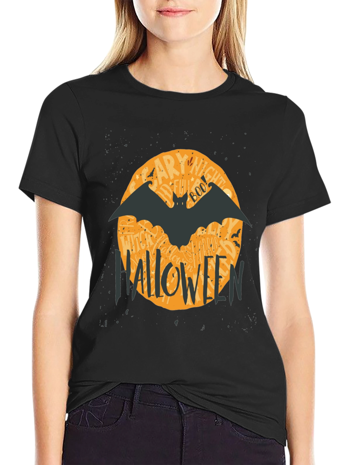 Halloween Bat Graphic T-Shirt - Spooky Season Apparel