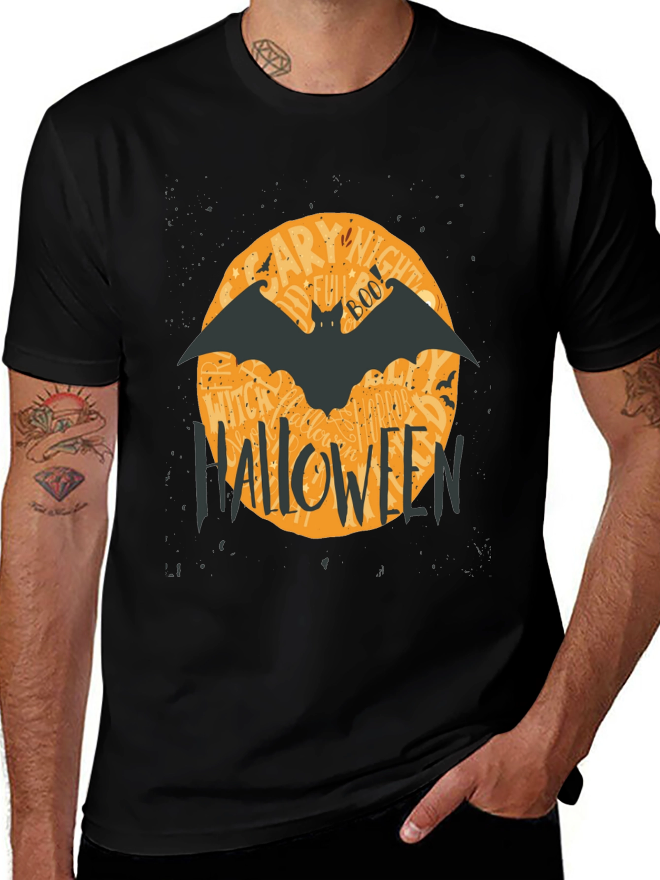 Halloween Bat Graphic T-Shirt - Spooky Season Apparel