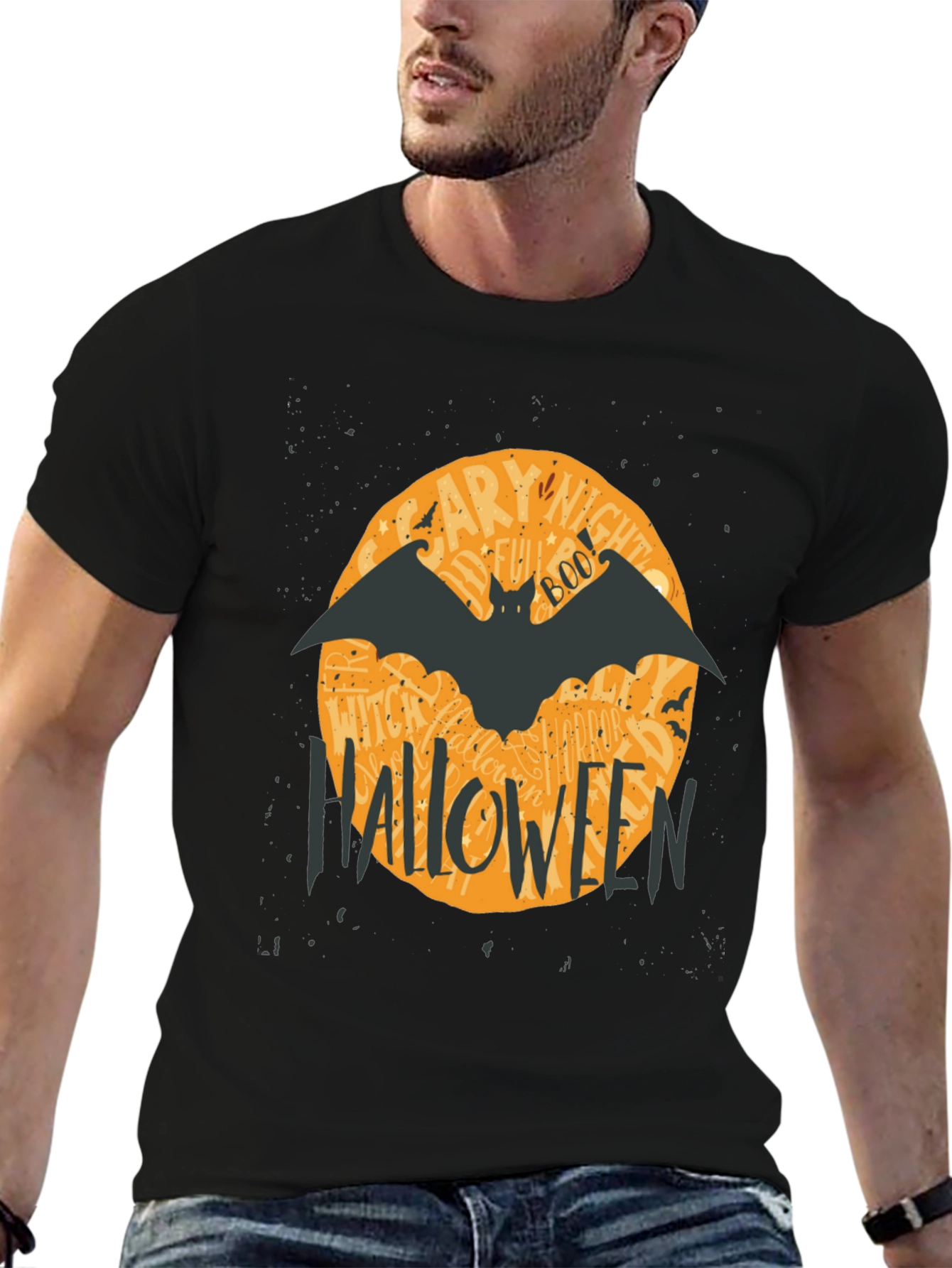 Halloween Bat Graphic T-Shirt - Spooky Season Apparel