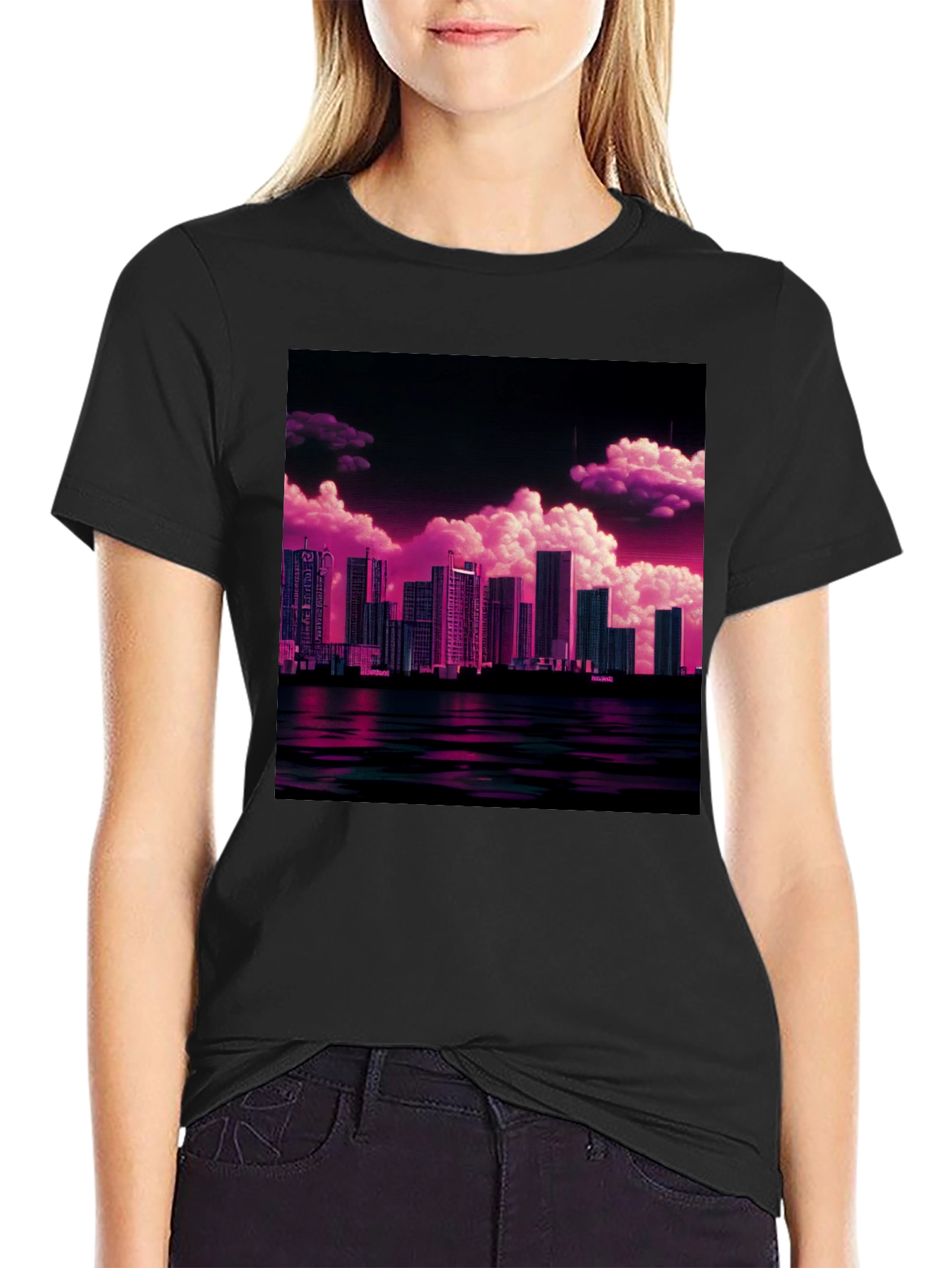 Synthwave Skyline T-Shirt - Vaporwave Cityscape Tee