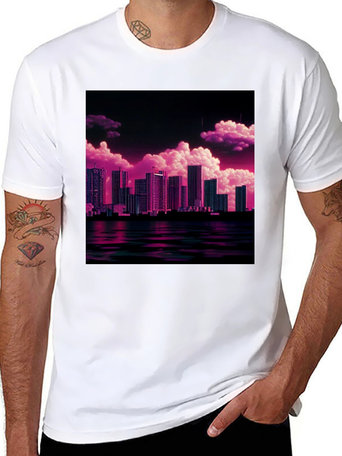Synthwave Skyline T-Shirt - Vaporwave Cityscape Tee