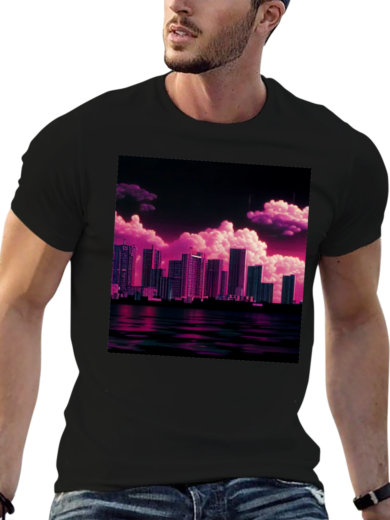 Synthwave Skyline T-Shirt - Vaporwave Cityscape Tee
