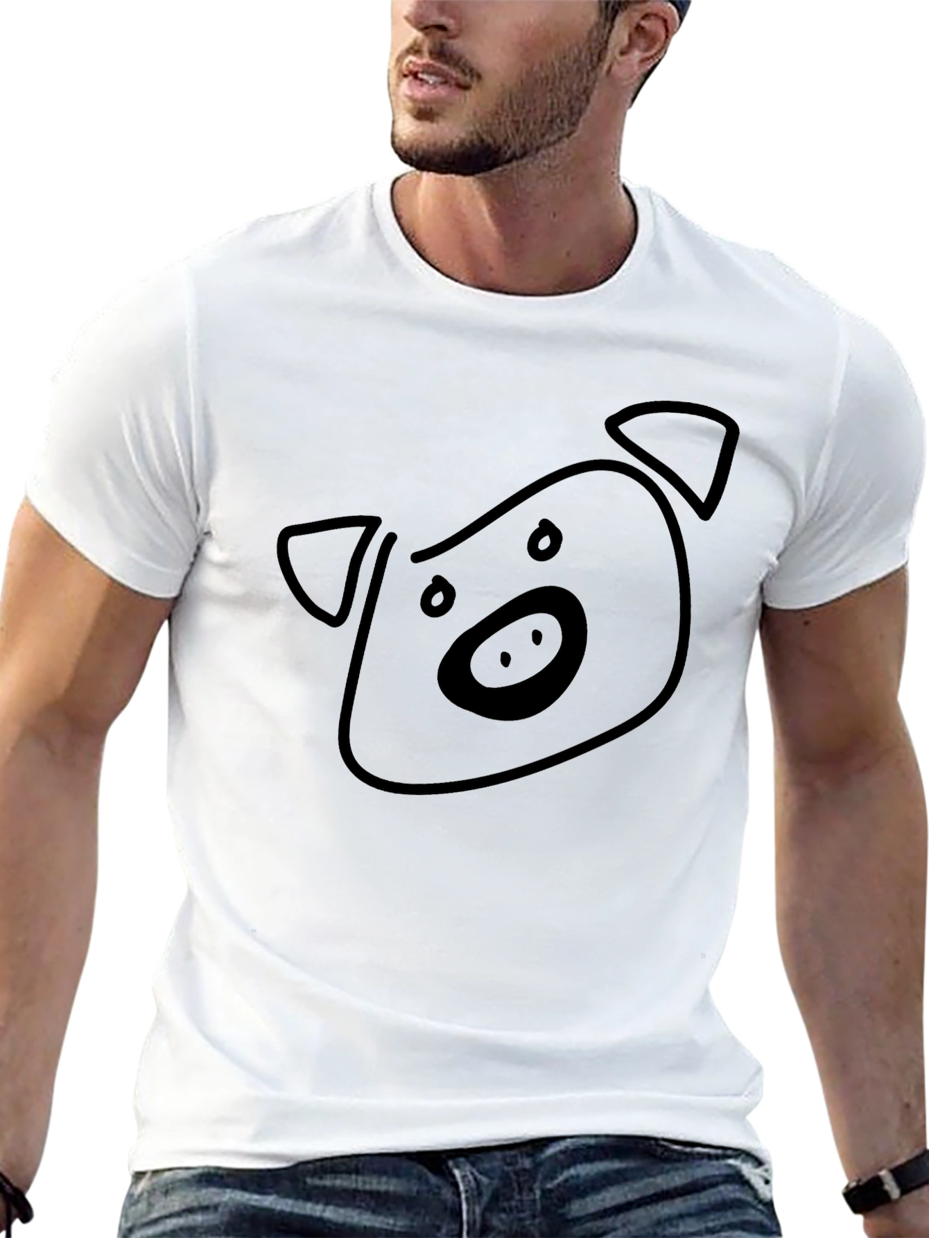 Pig Face Graphic Tee - Black Cotton T-Shirt