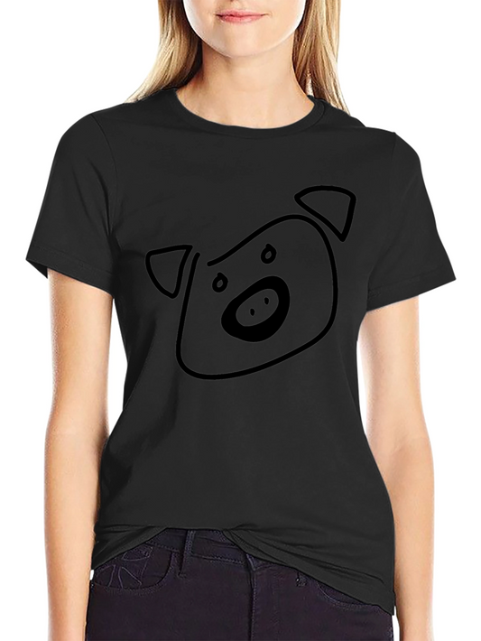 Pig Face Graphic Tee - Black Cotton T-Shirt