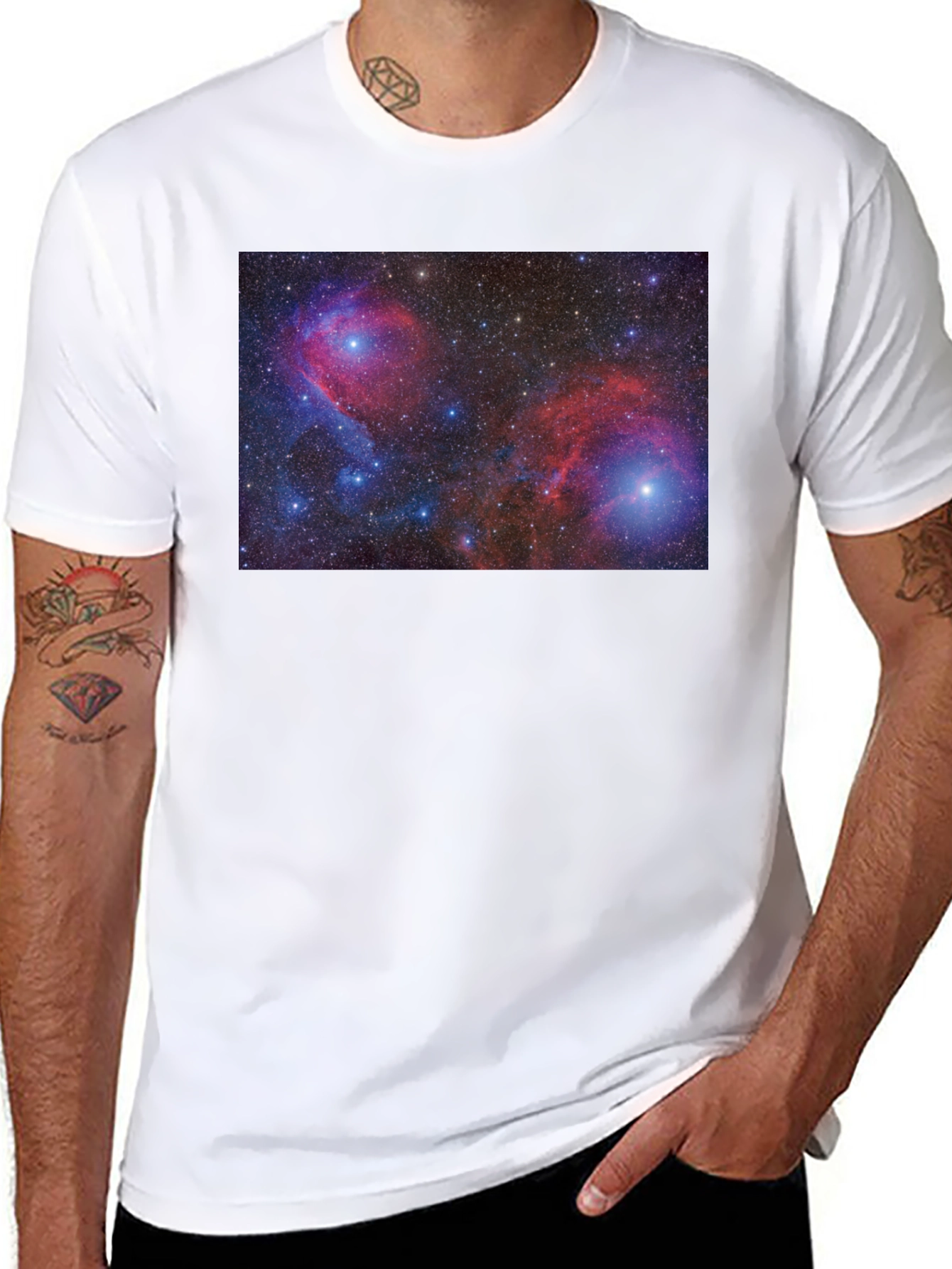 Nebula Print Black Cotton T-Shirt