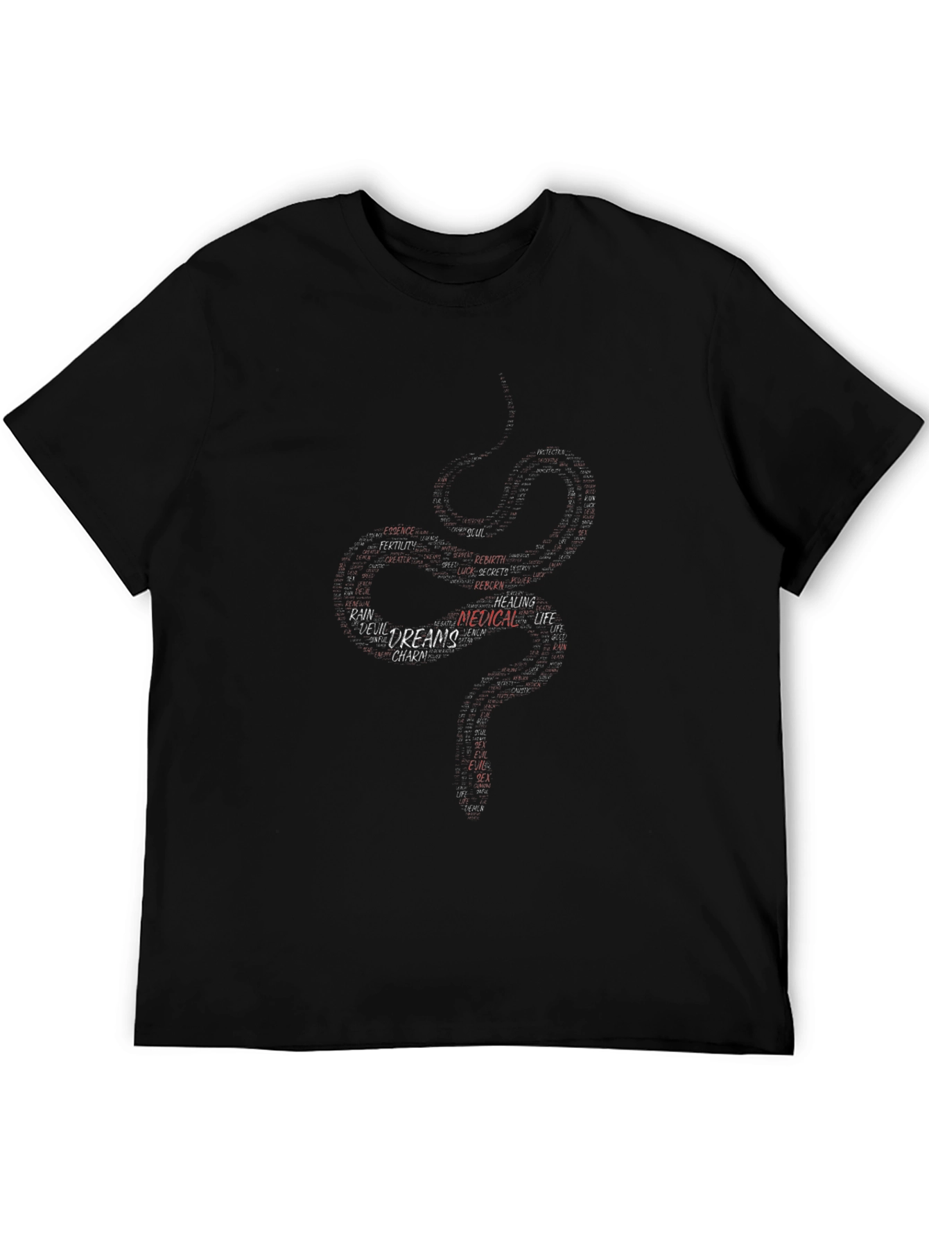 Snake Word Art Graphic Tee - Black