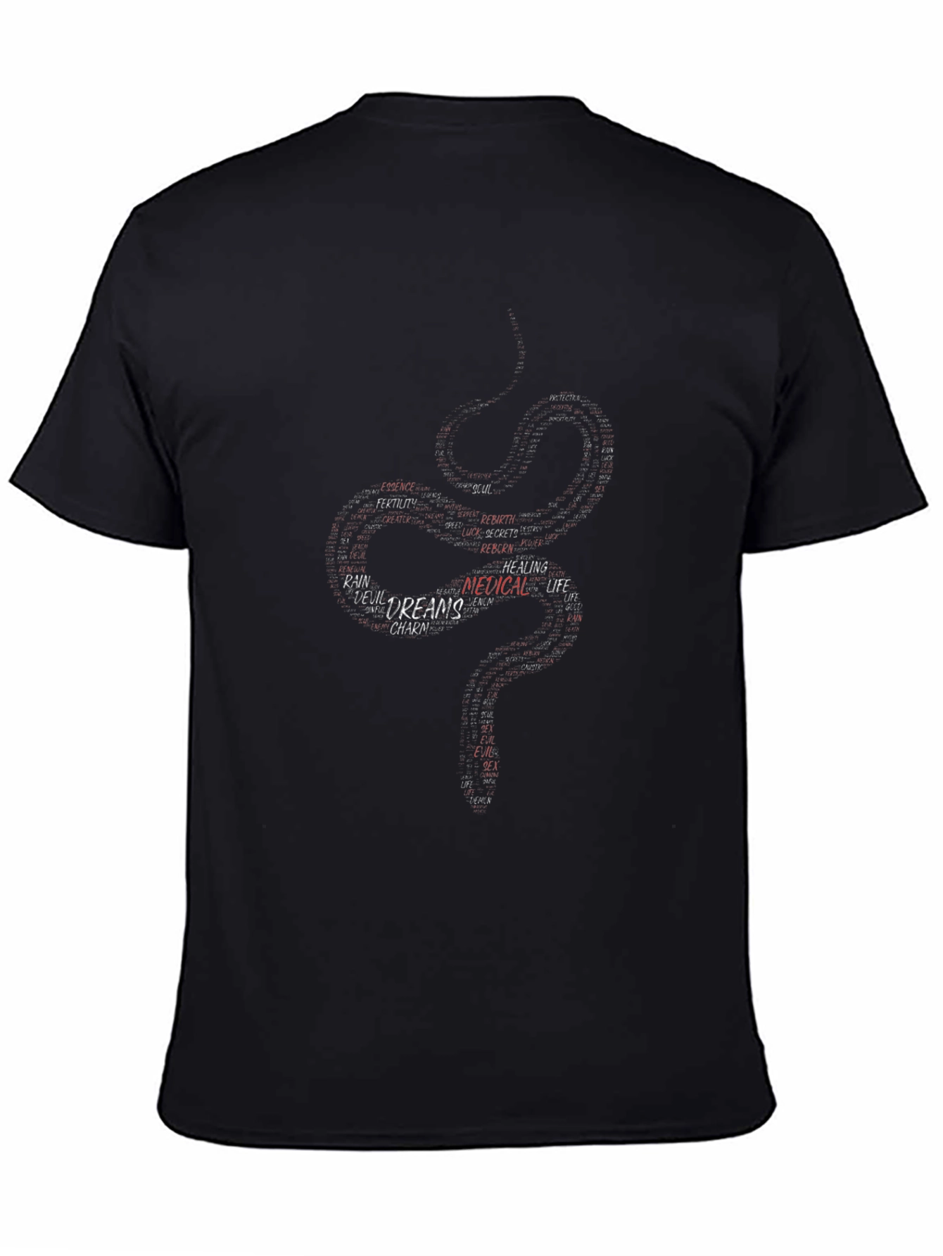 Snake Word Art Graphic Tee - Black
