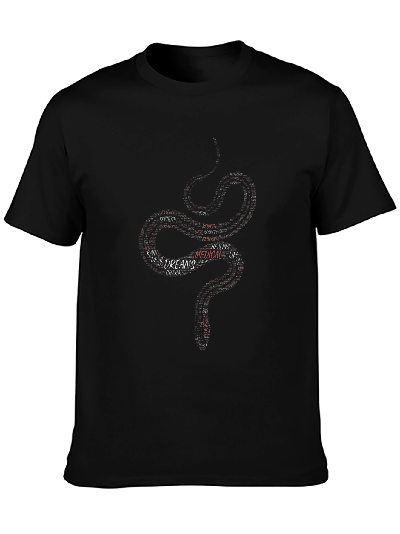 Snake Word Art Graphic Tee - Black