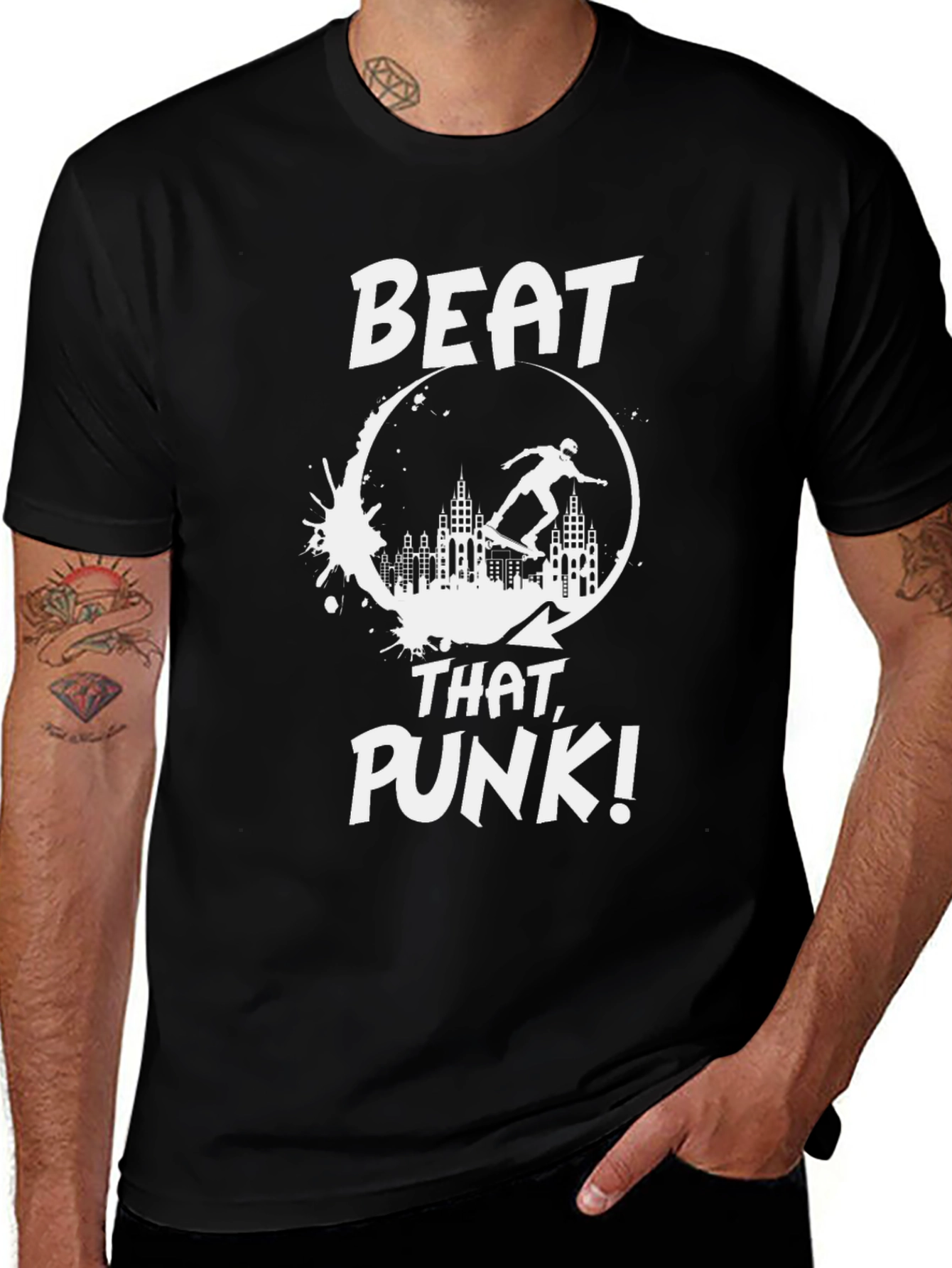 Skater Beat That Punk! Black Graphic Tee