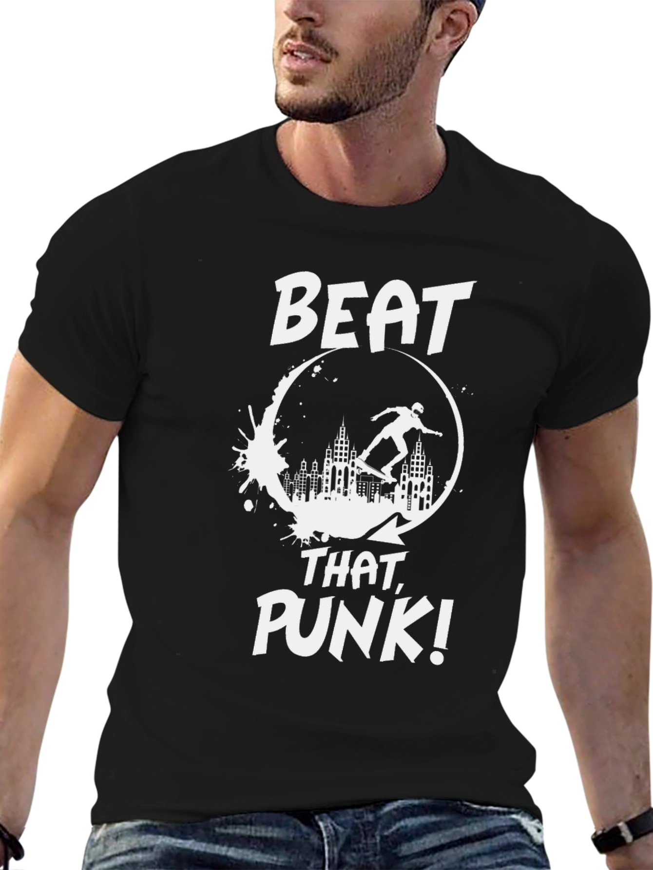 Skater Beat That Punk! Black Graphic Tee