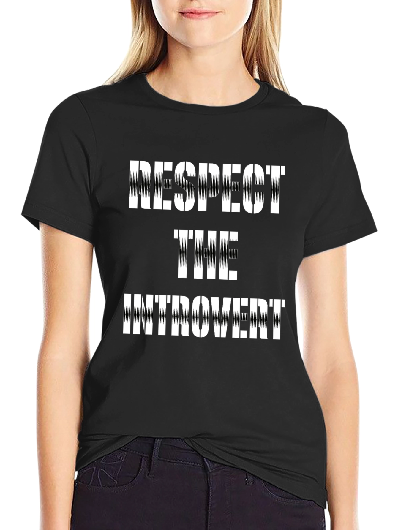 Respect the Introvert Graphic Tee - Black Cotton T-Shirt