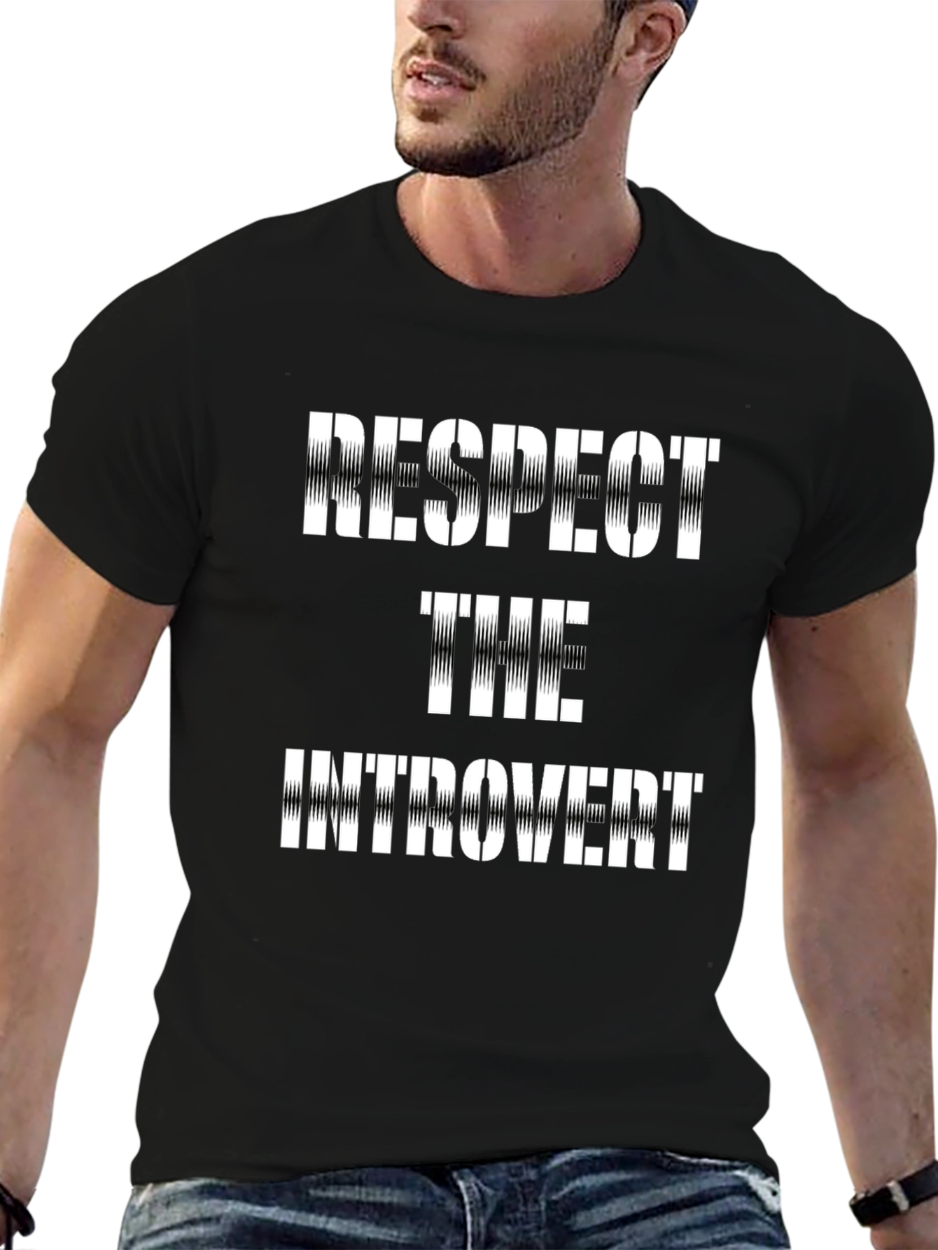 Respect the Introvert Graphic Tee - Black Cotton T-Shirt
