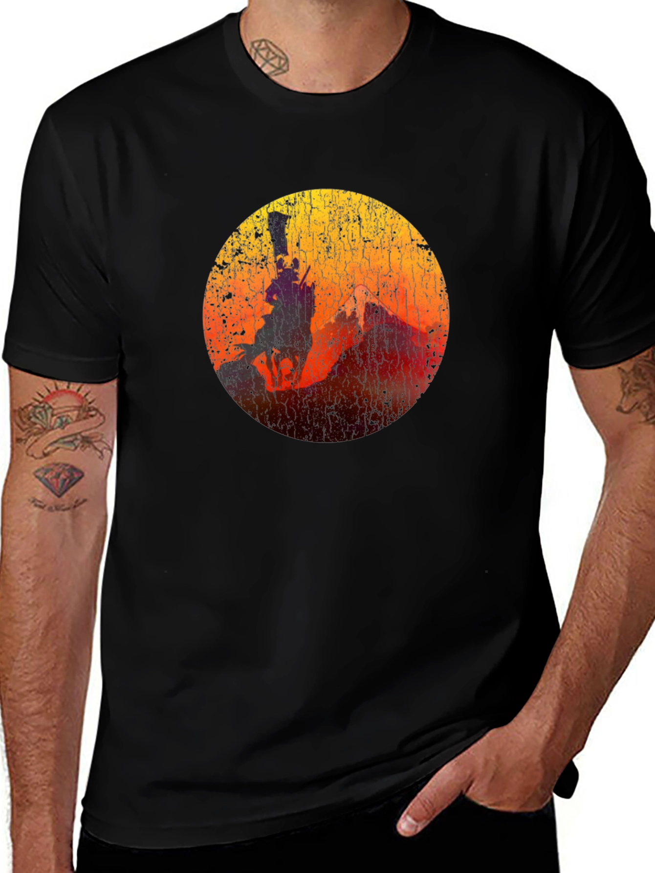 Sunset Rider Graphic Tee - Black Cotton Blend