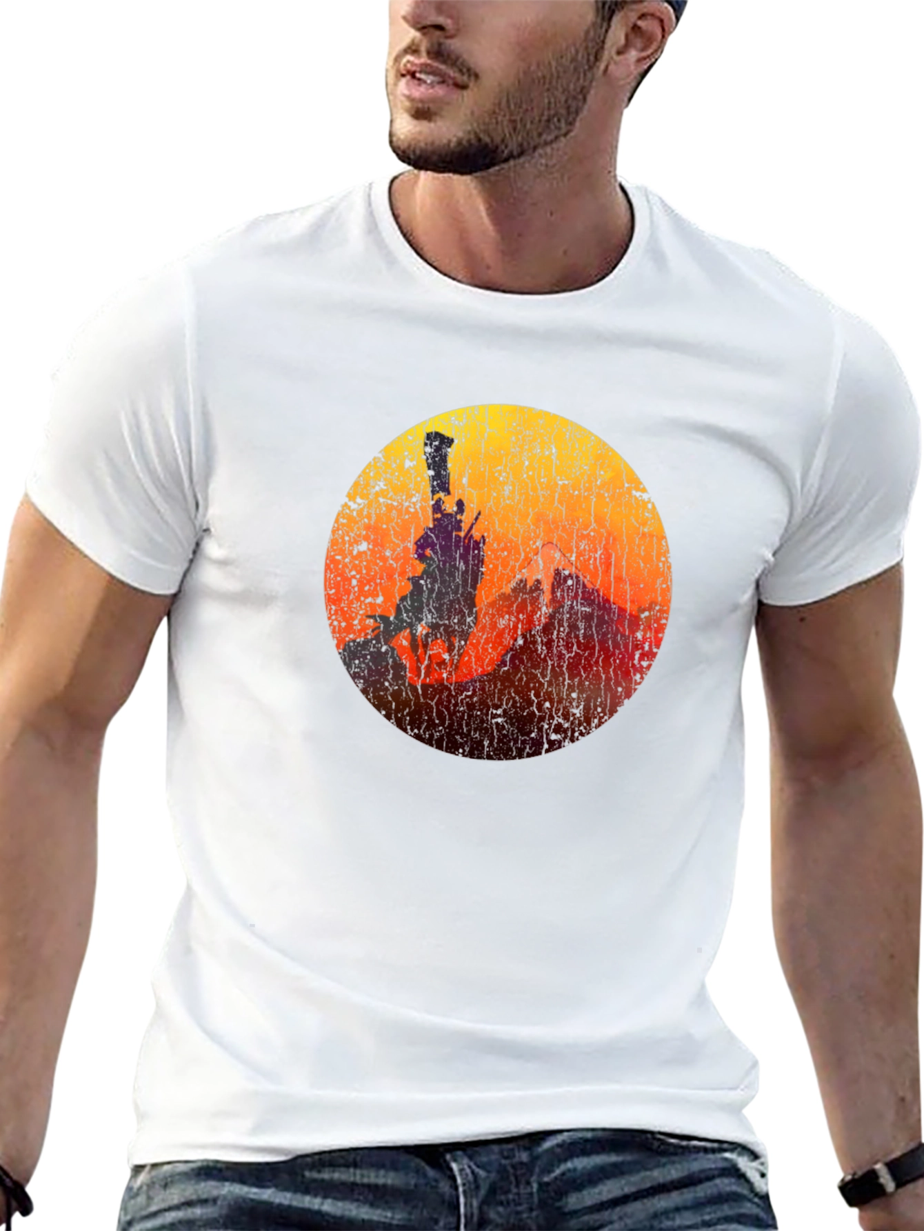 Sunset Rider Graphic Tee - Black Cotton Blend