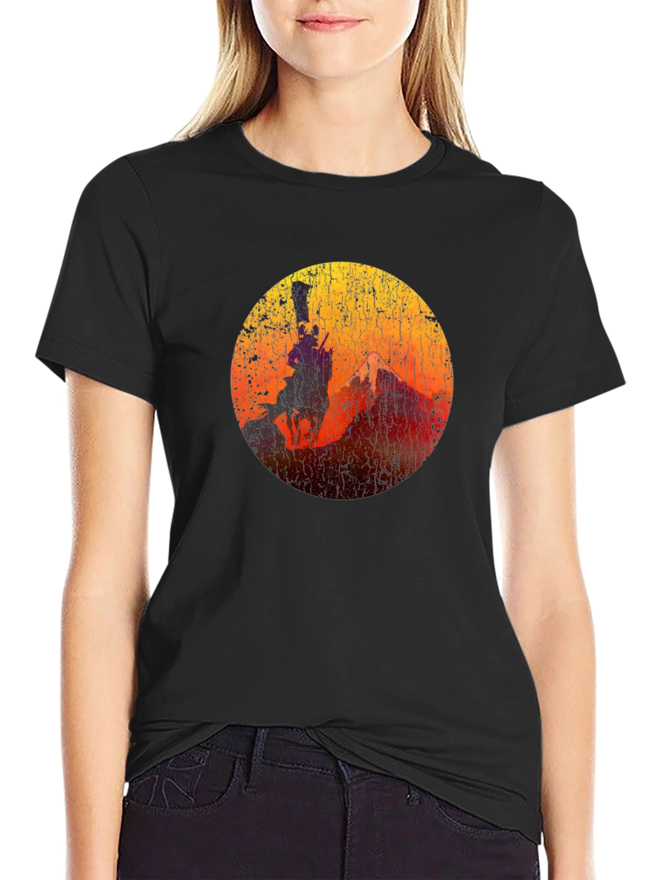 Sunset Rider Graphic Tee - Black Cotton Blend